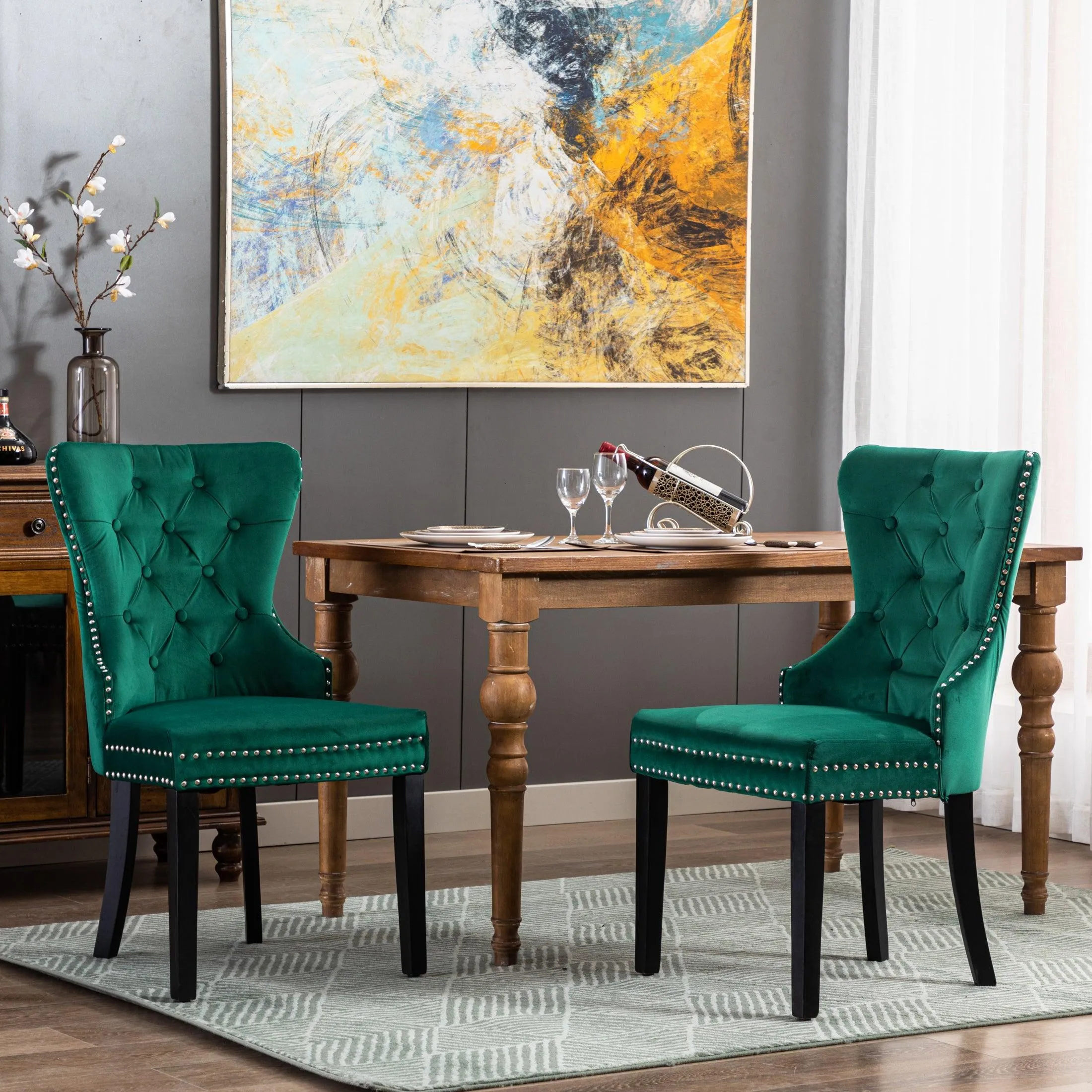 Hank Tufted Velvet Upholstered Dining Side Chair (Set of 2)