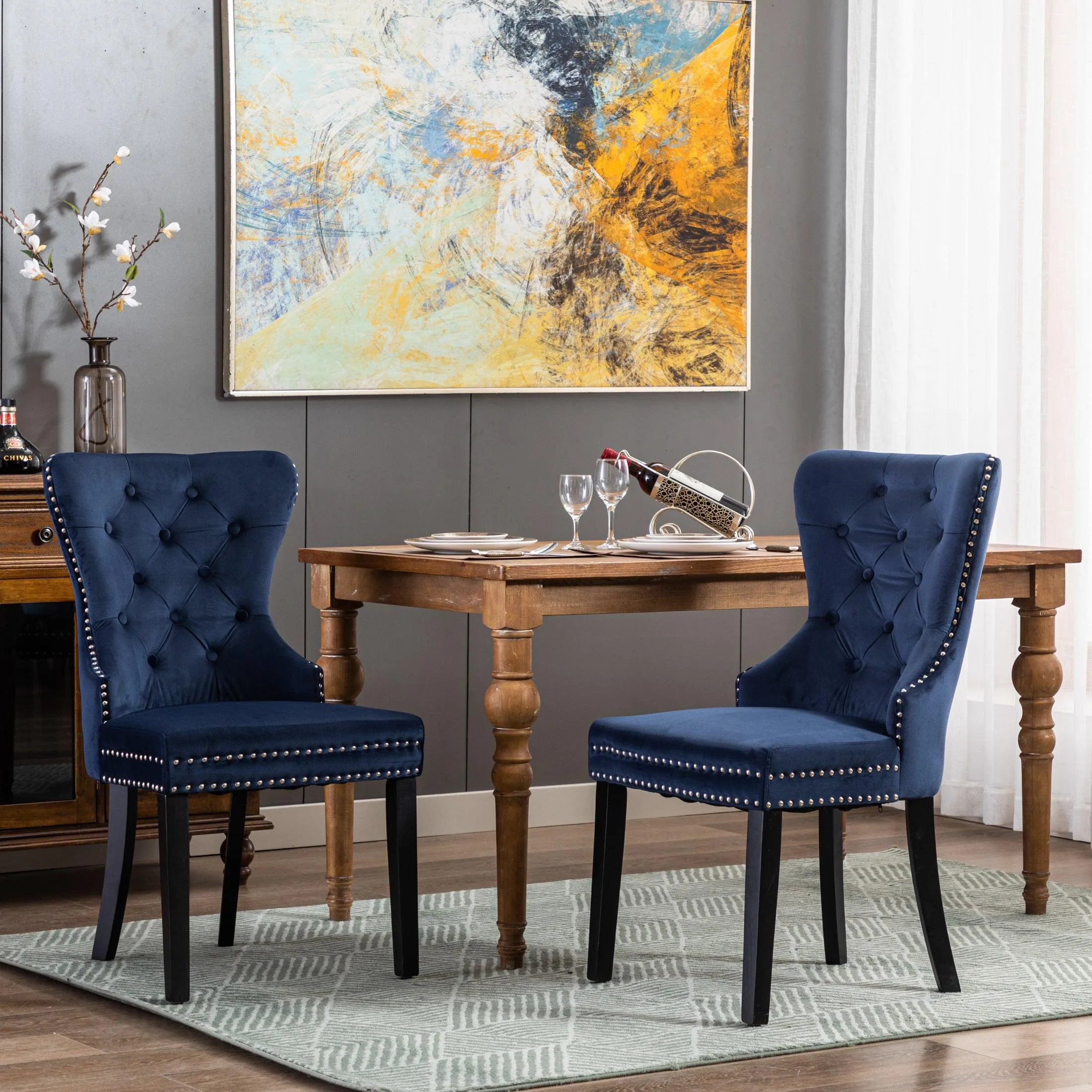 Hank Tufted Velvet Upholstered Dining Side Chair (Set of 2)