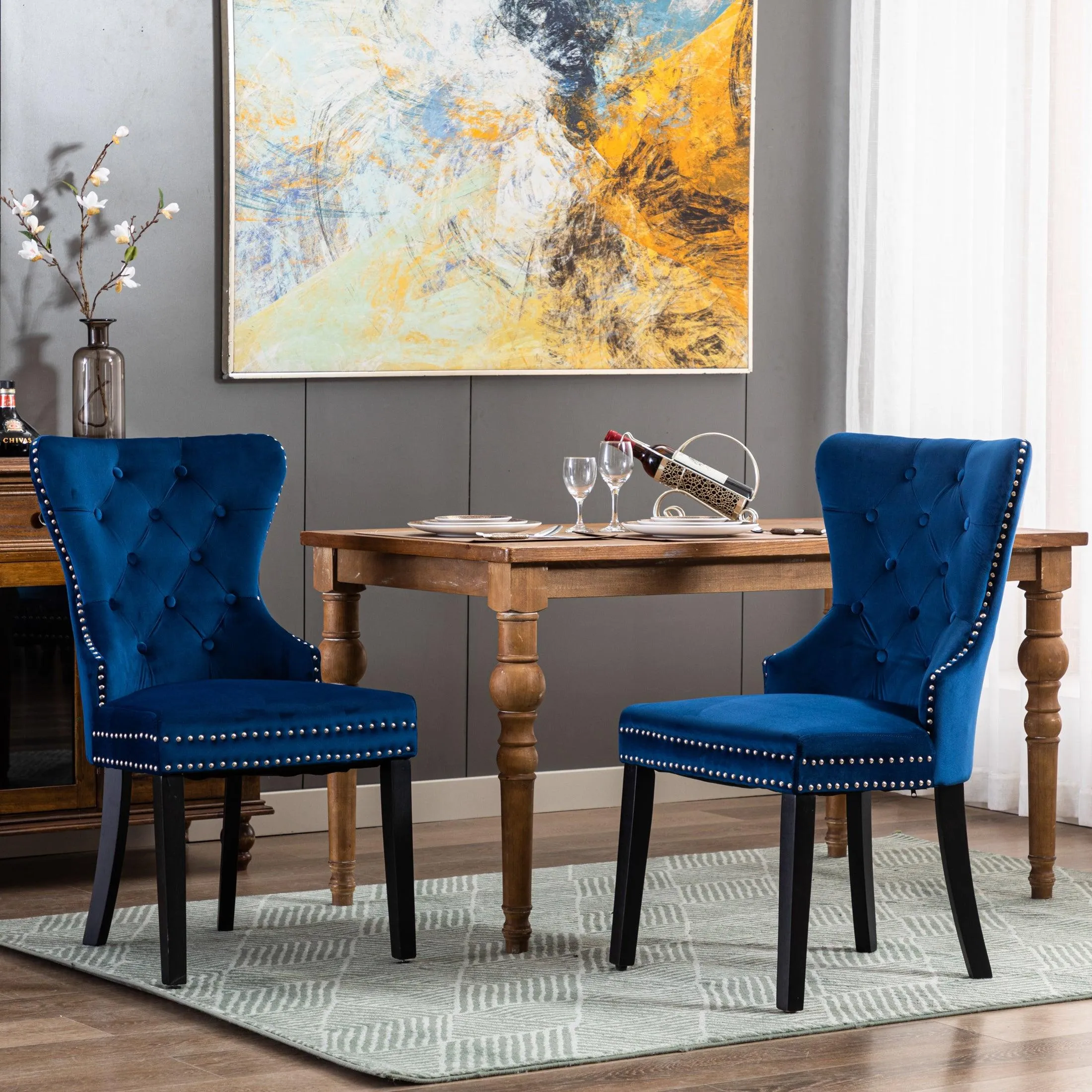 Hank Tufted Velvet Upholstered Dining Side Chair (Set of 2)