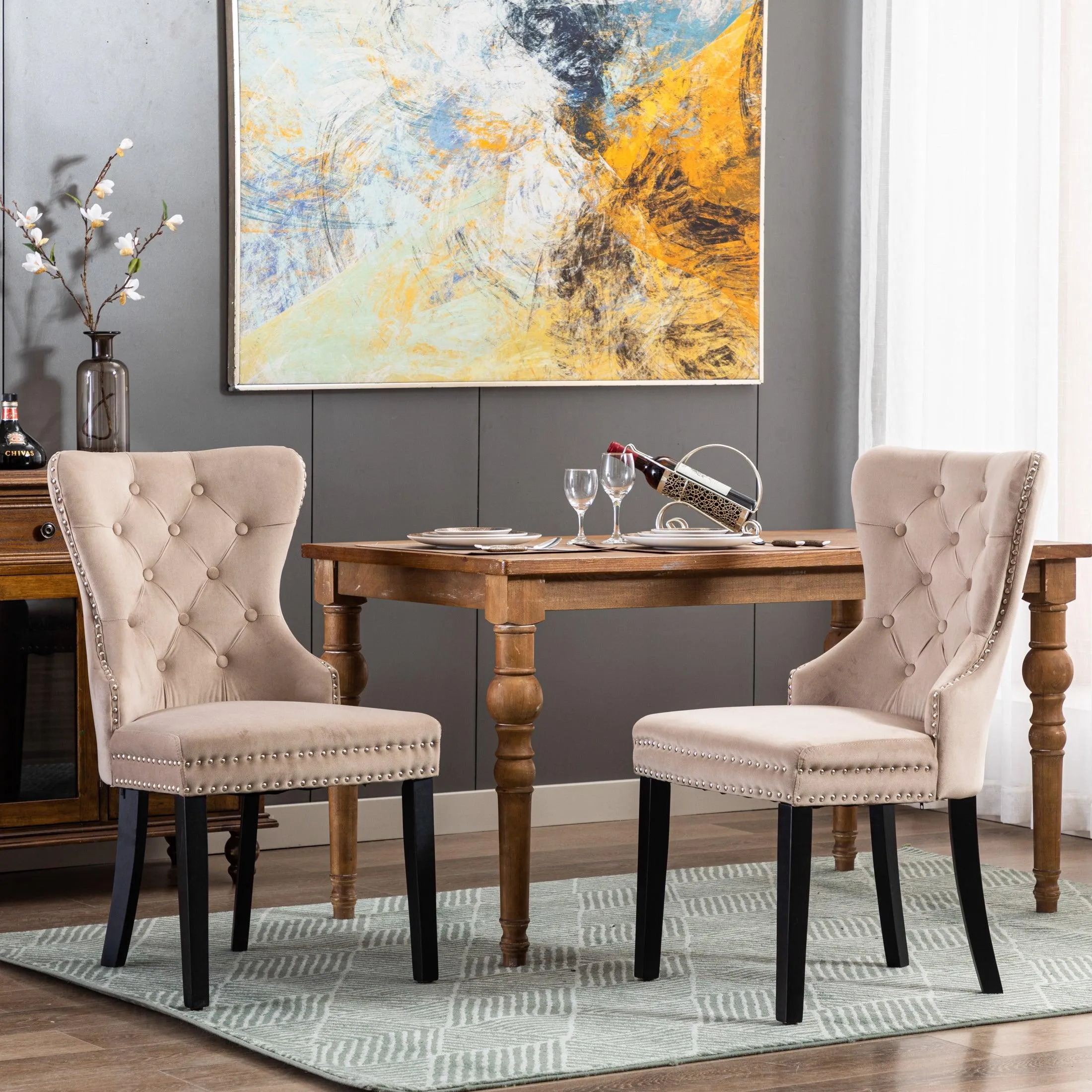 Hank Tufted Velvet Upholstered Dining Side Chair (Set of 2)