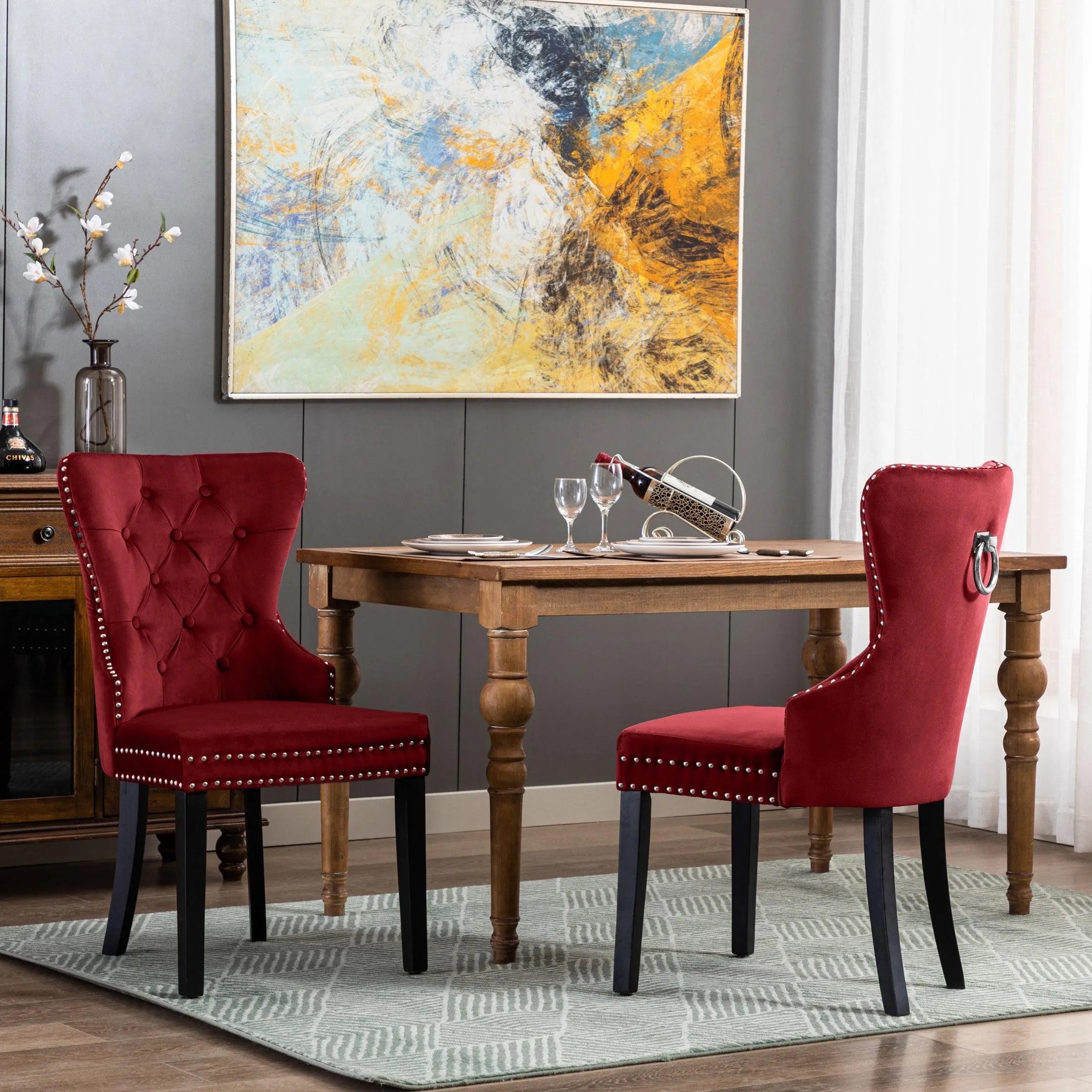 Hank Tufted Velvet Upholstered Dining Side Chair (Set of 2)