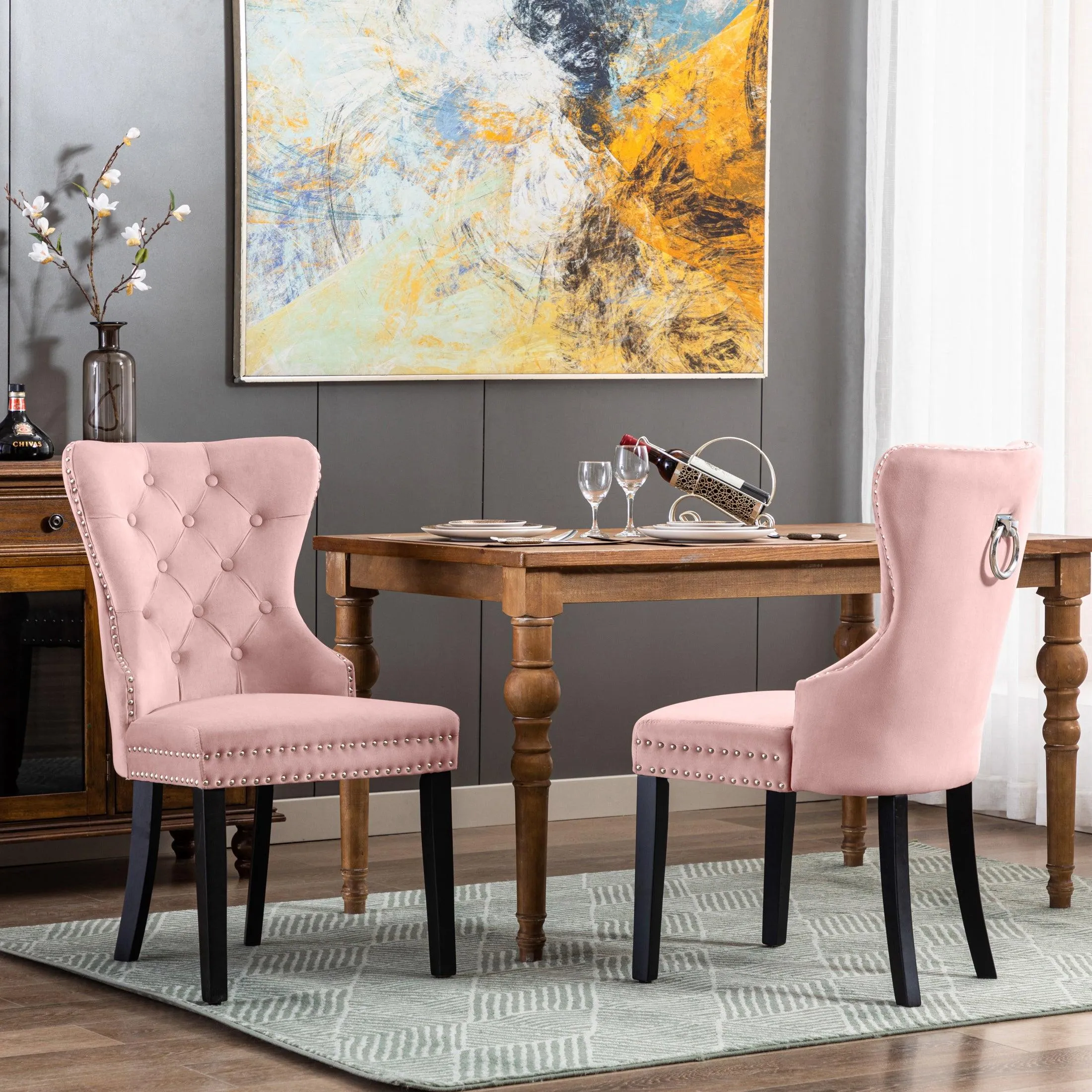 Hank Tufted Velvet Upholstered Dining Side Chair (Set of 2)