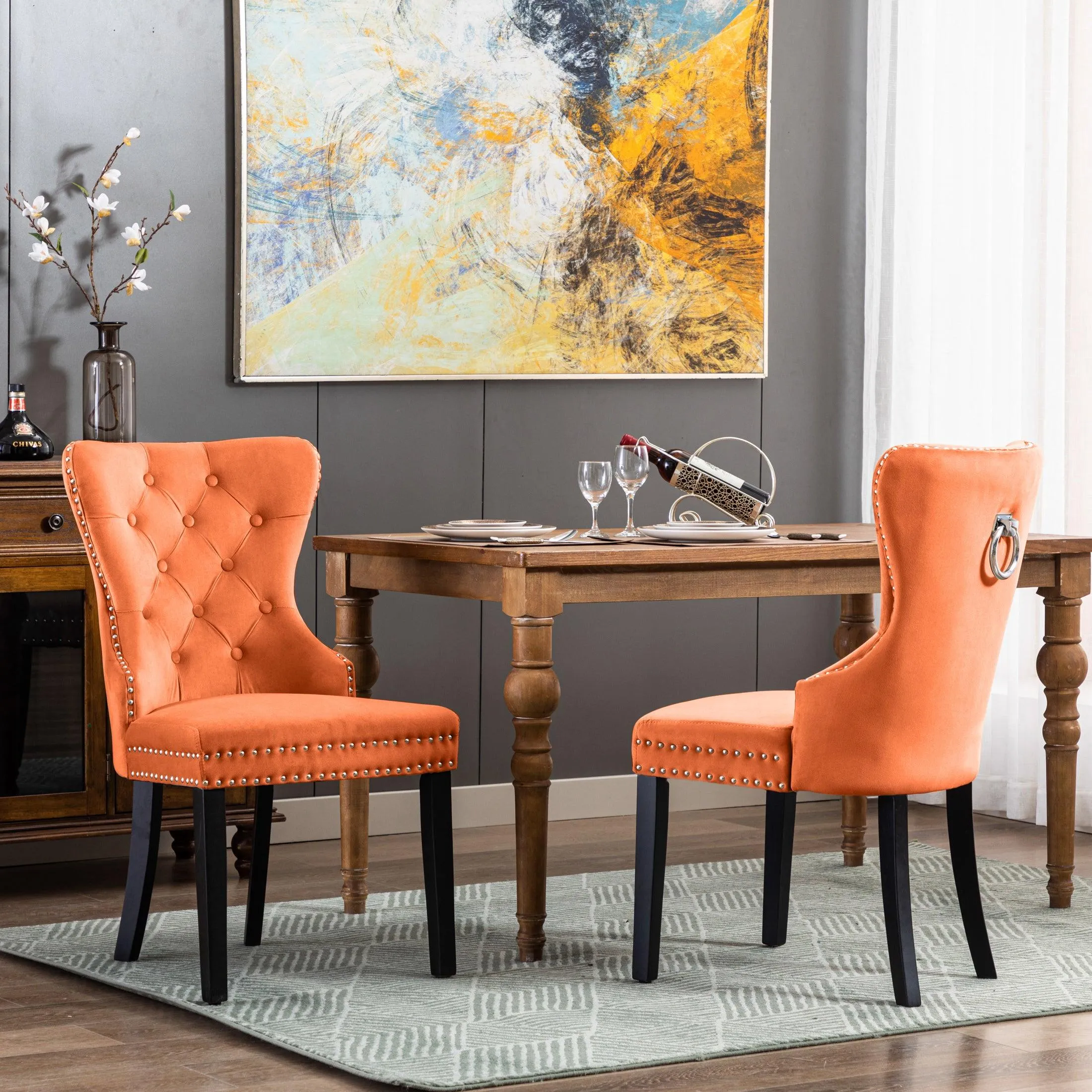 Hank Tufted Velvet Upholstered Dining Side Chair (Set of 2)