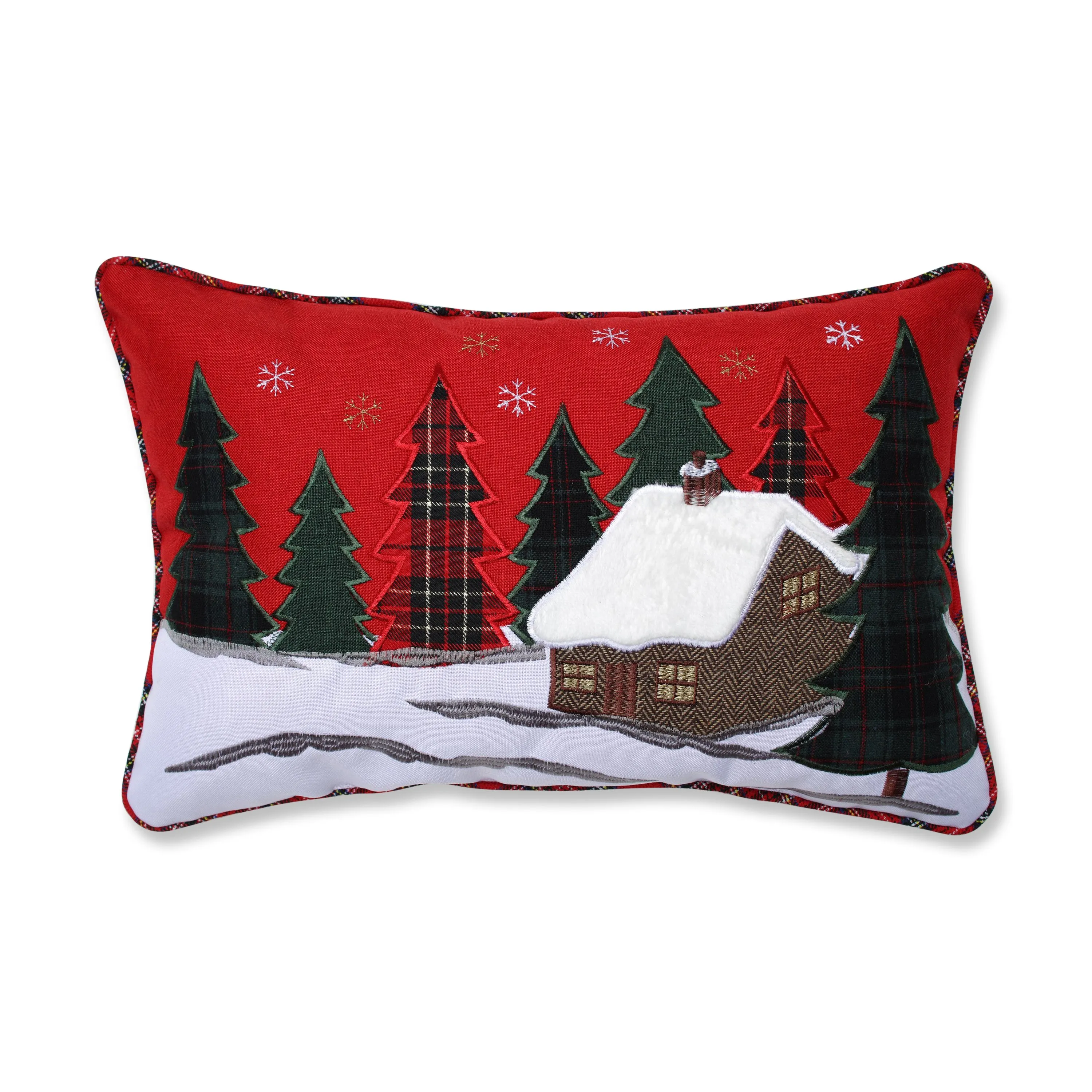 Indoor Christmas Cabin Rectangular Throw Pillow