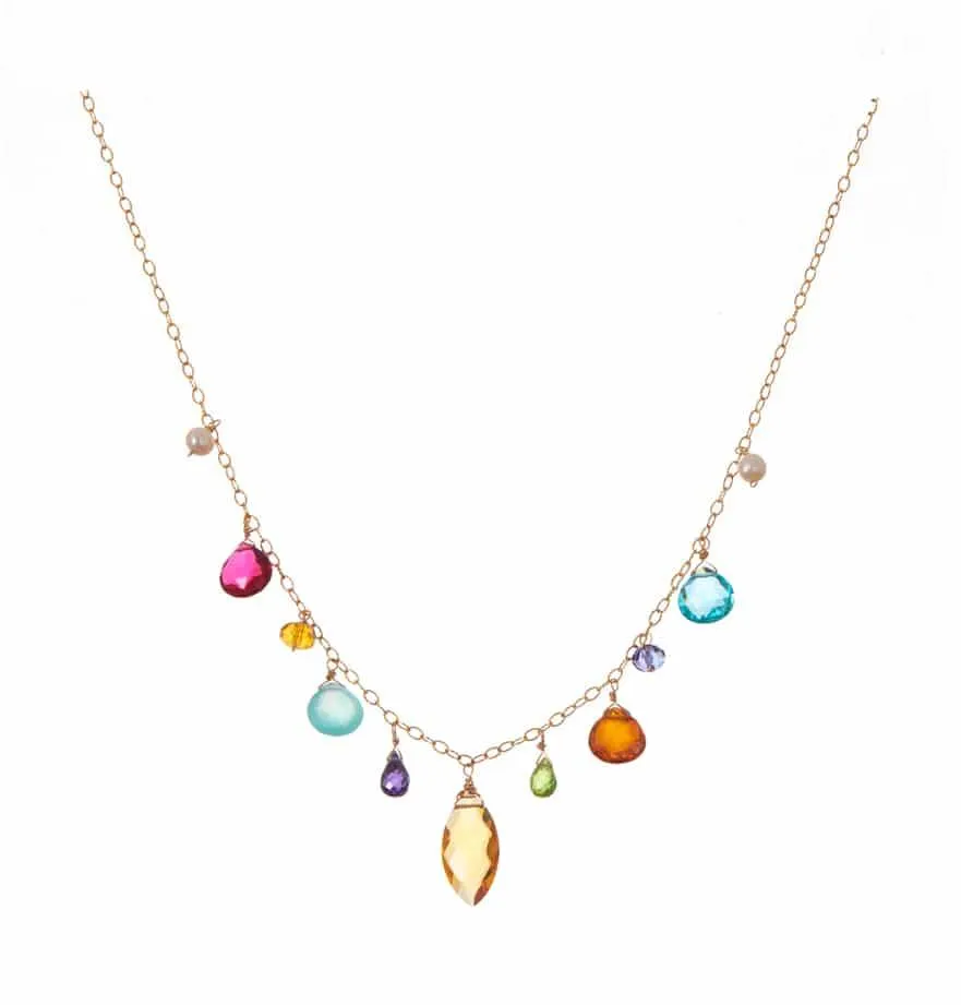 Instant Classic New Zina Colorful Marquee Gemstone Necklace