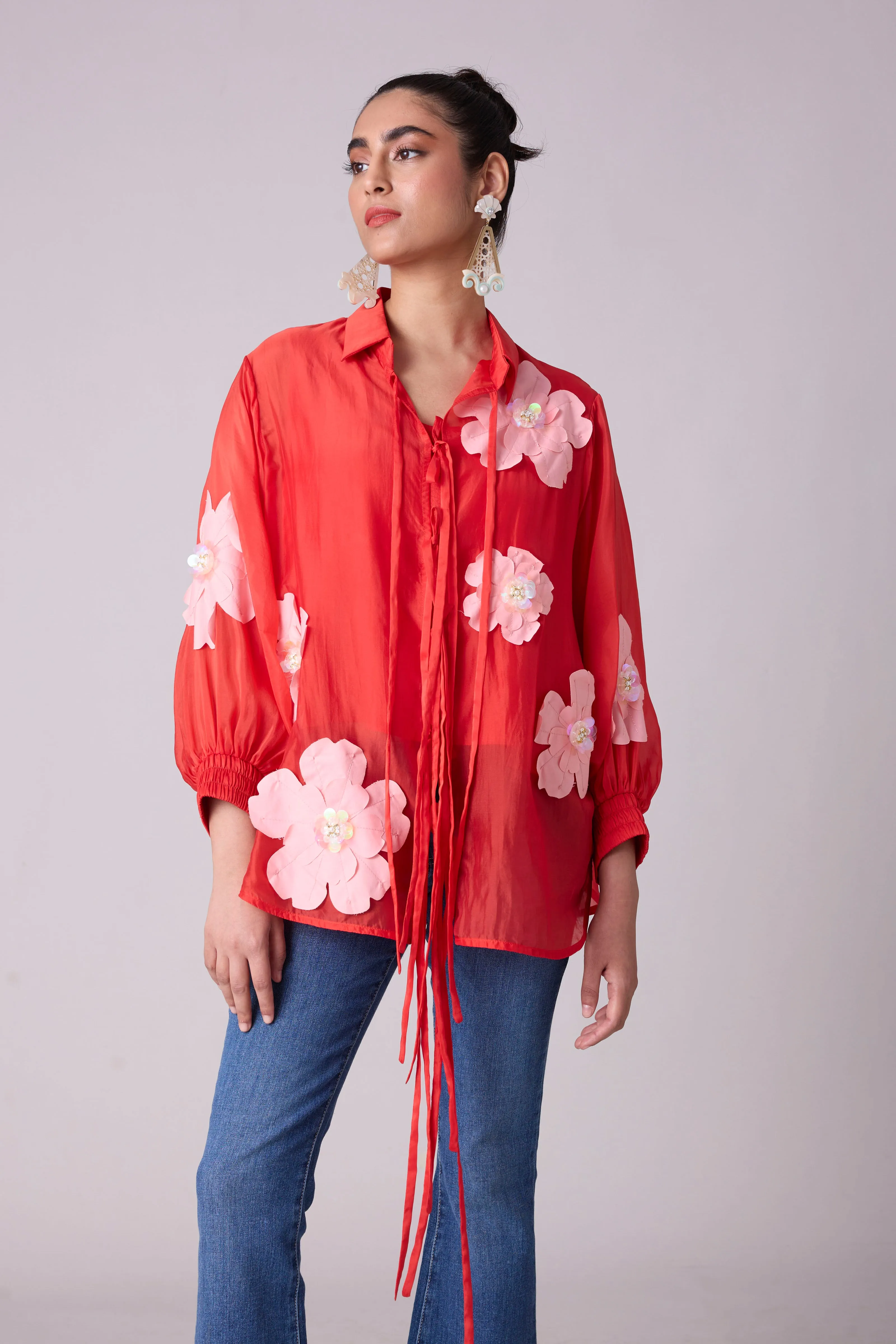 Jolie Shirt - Scarlet Red Organza