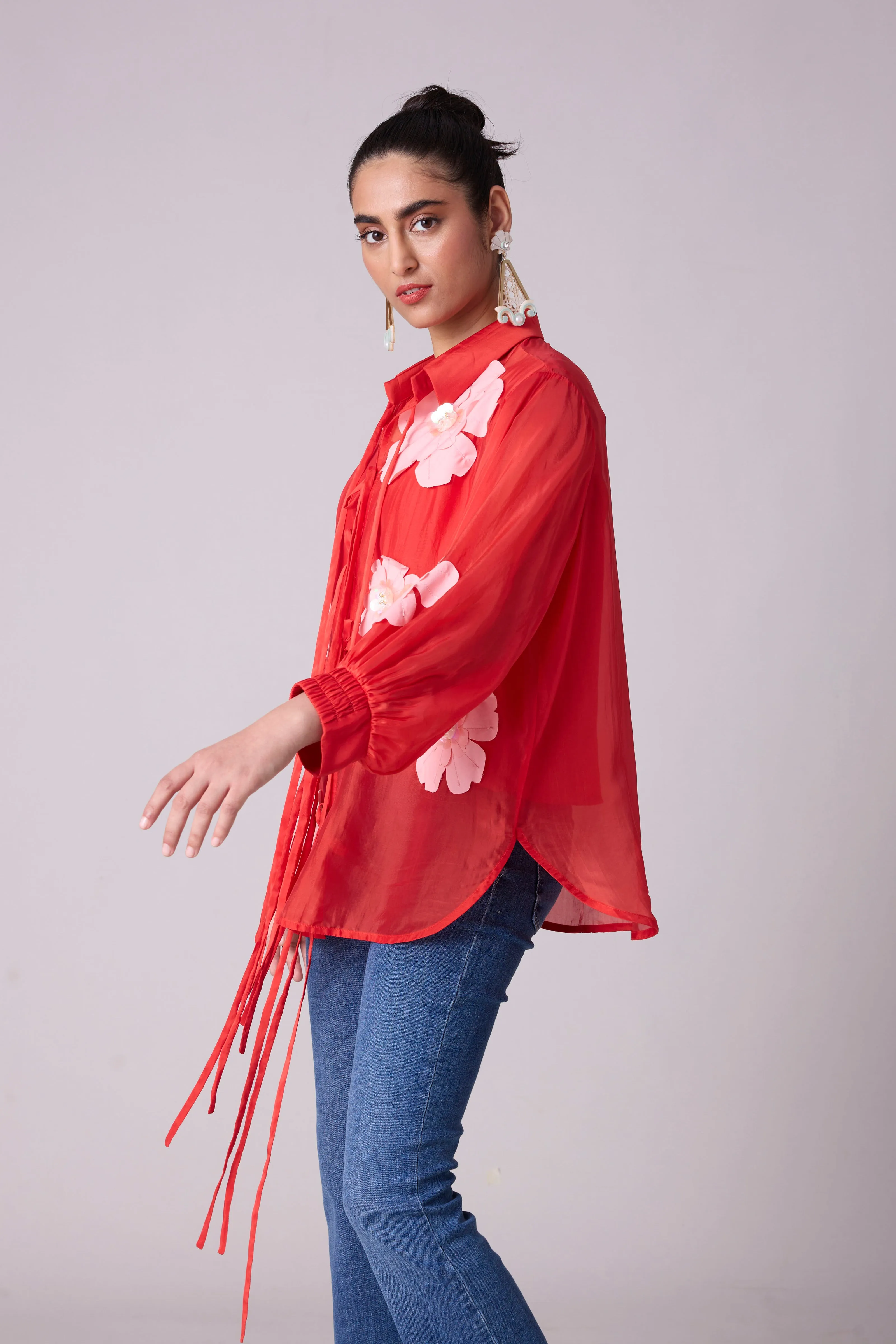 Jolie Shirt - Scarlet Red Organza