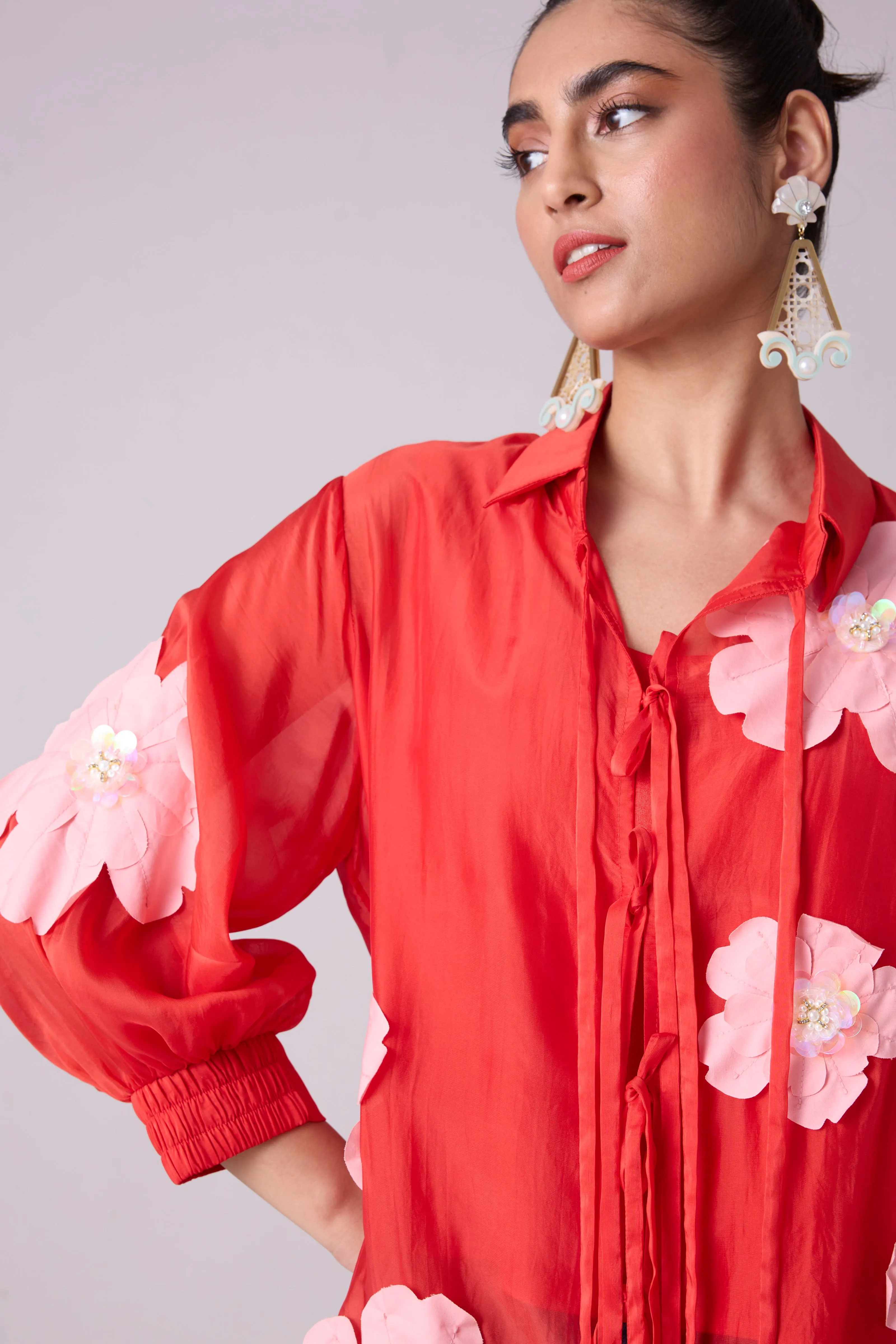 Jolie Shirt - Scarlet Red Organza