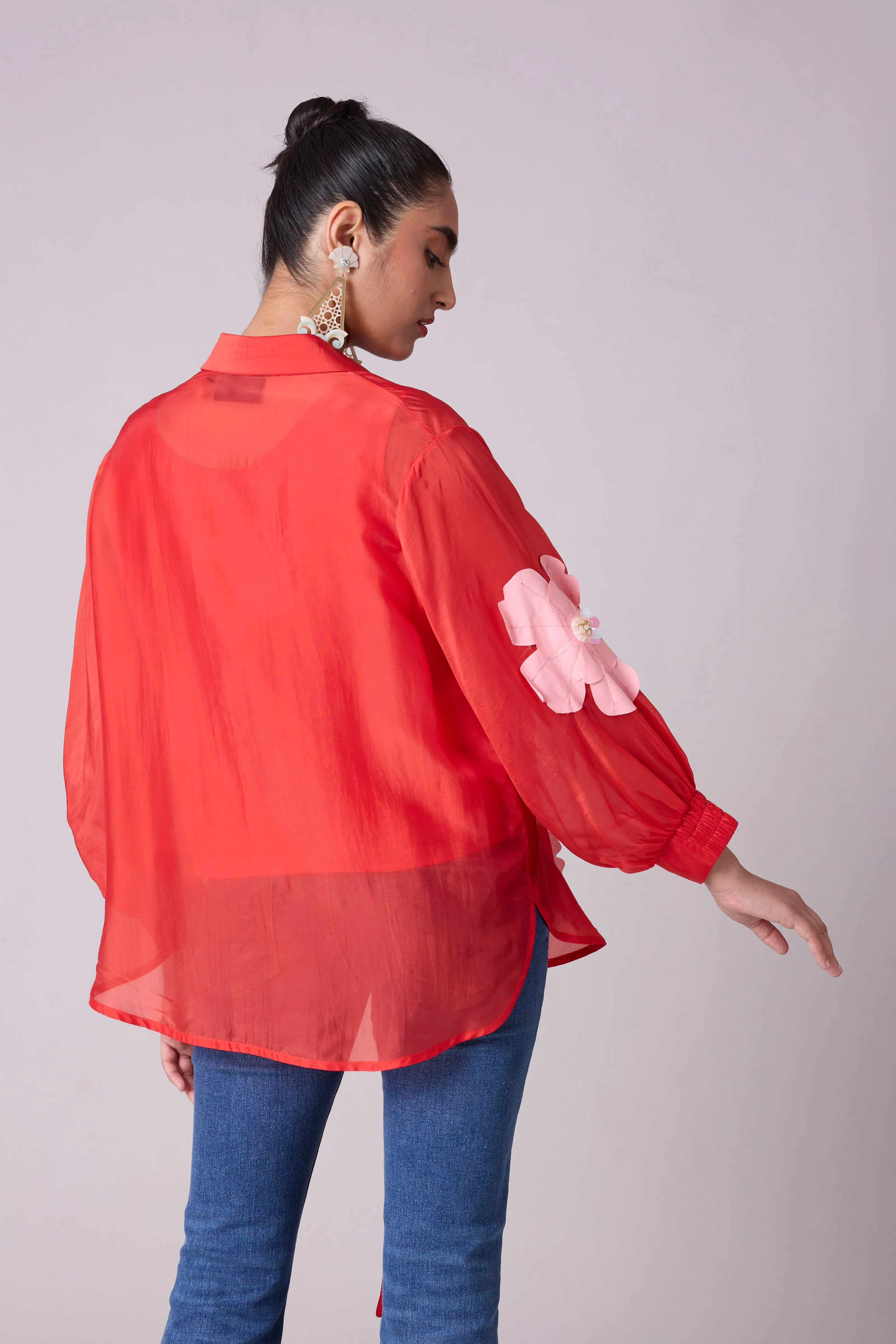 Jolie Shirt - Scarlet Red Organza