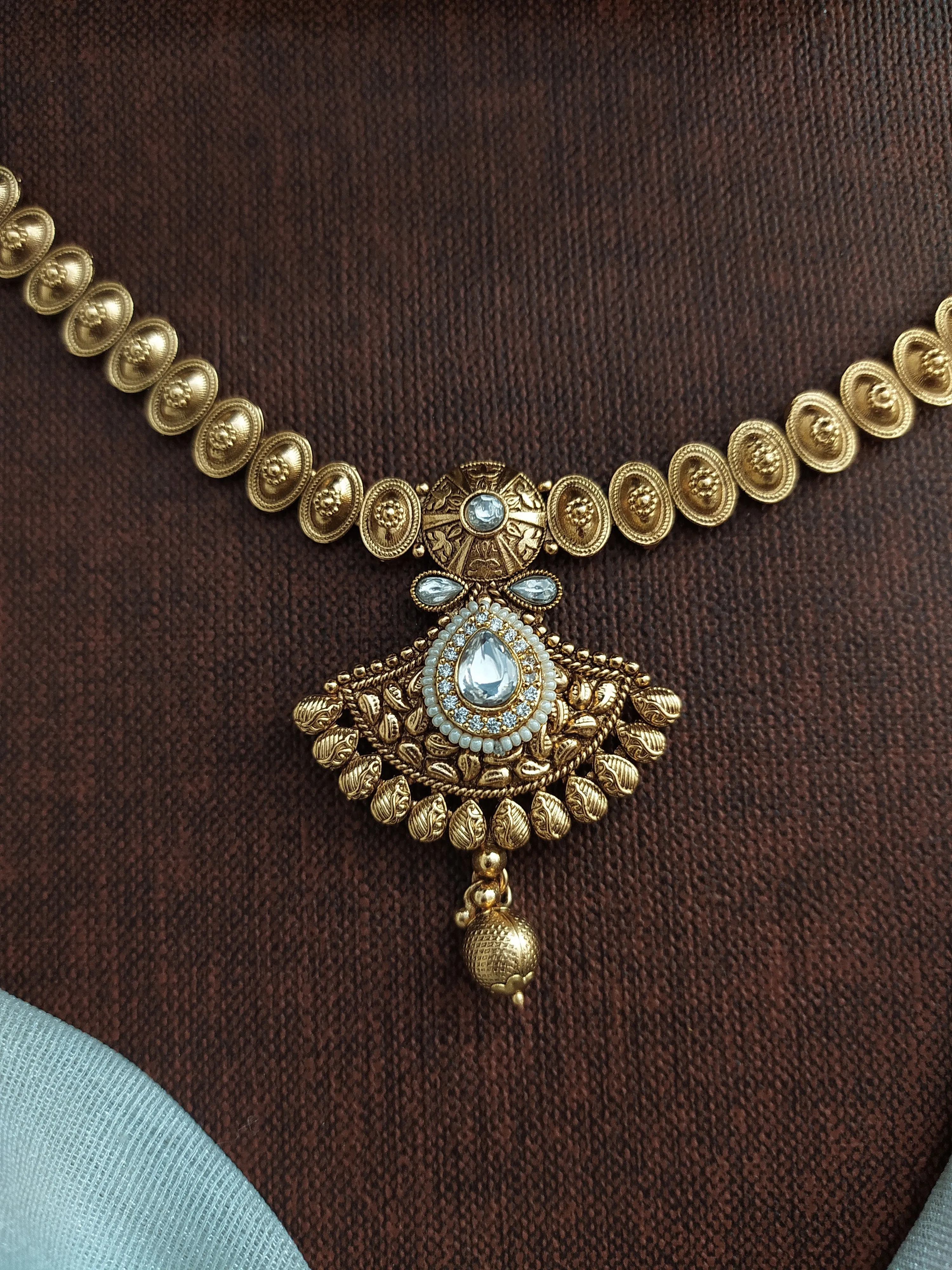 Kundan Necklace Set in Antique Finish