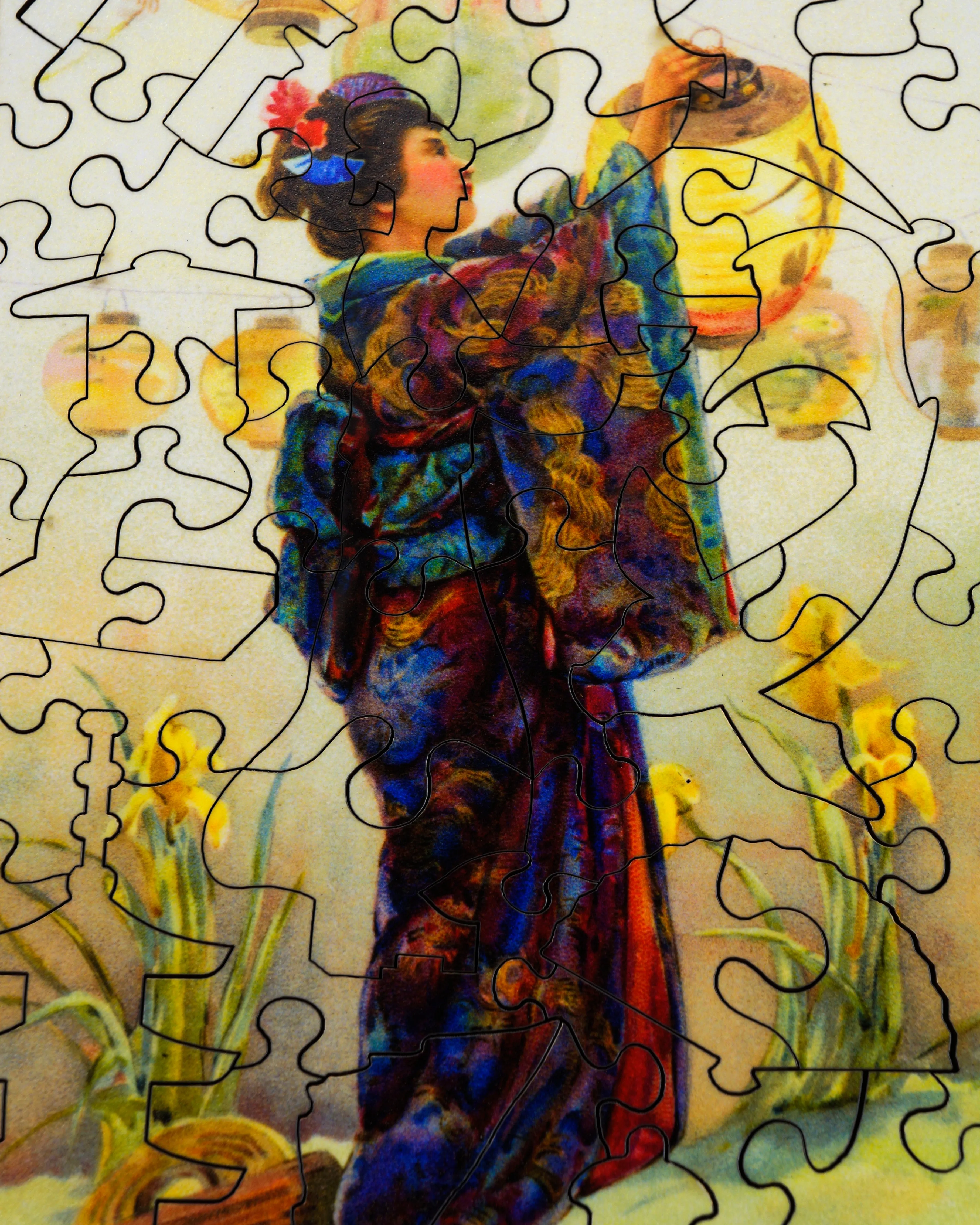 Lady with a Lantern (56 Piece Mini Wooden Jigsaw Puzzle)