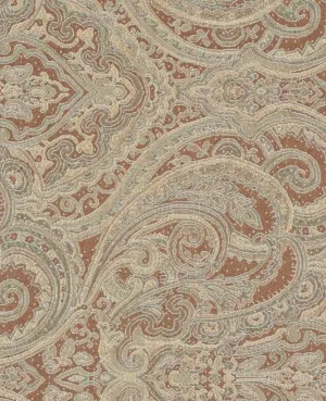 Light Brown Green Embroidered Brocade Upholstery Fabric 54"