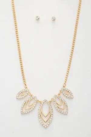 Marquise Rhinestone Link Metal Necklace