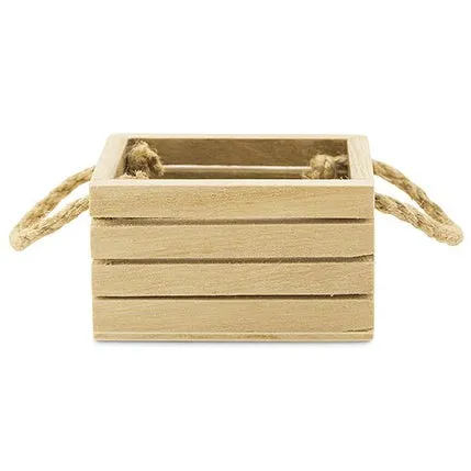 Mini Wooden Crate Party Favor Box with Jute Handles (Pack of 4)