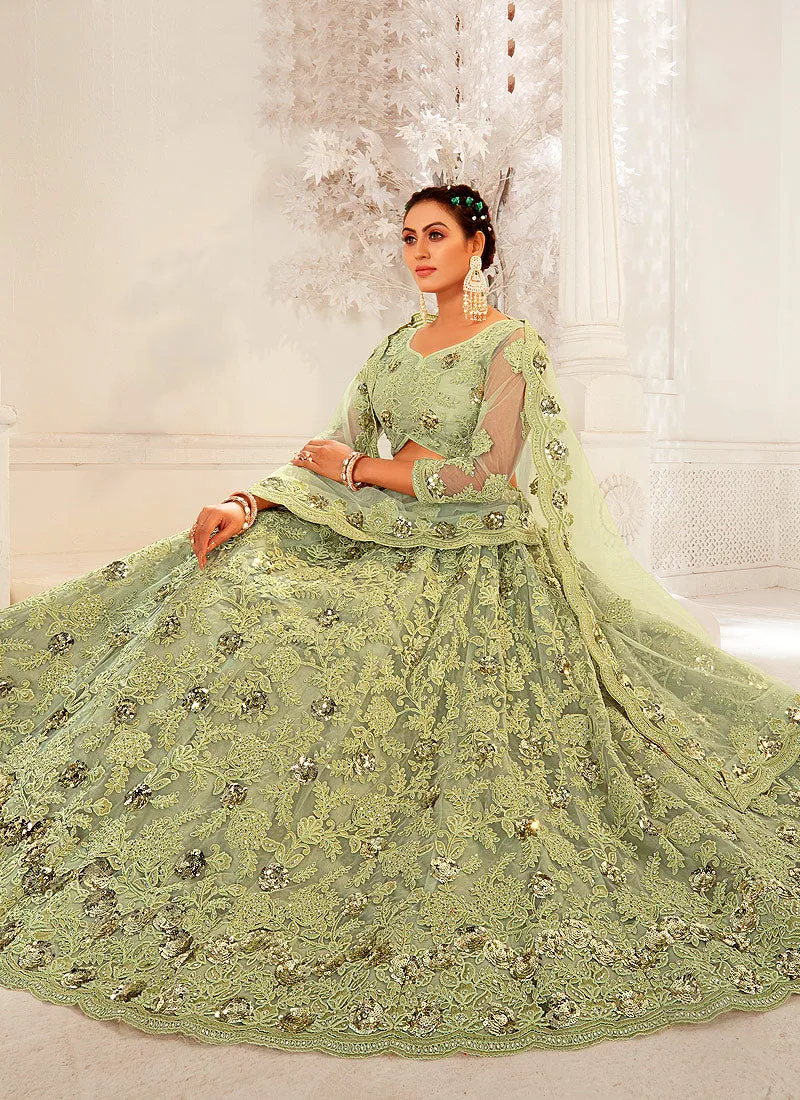 Mint Green Sequence Embroidered Lehenga