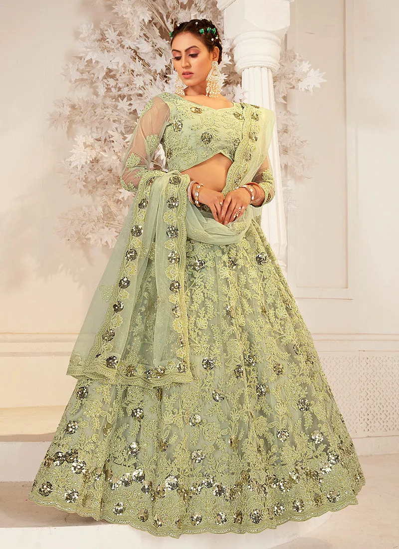 Mint Green Sequence Embroidered Lehenga