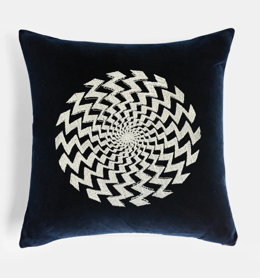 Modern Spiral Embroidered Decorative Pillow Cover 16" x 16"