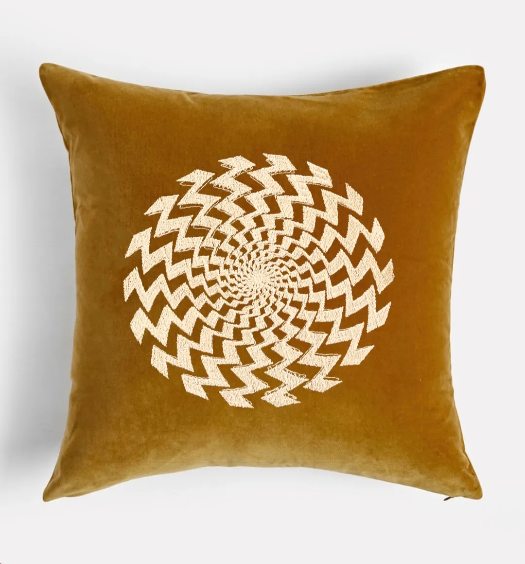 Modern Spiral Embroidered Decorative Pillow Cover 16" x 16"