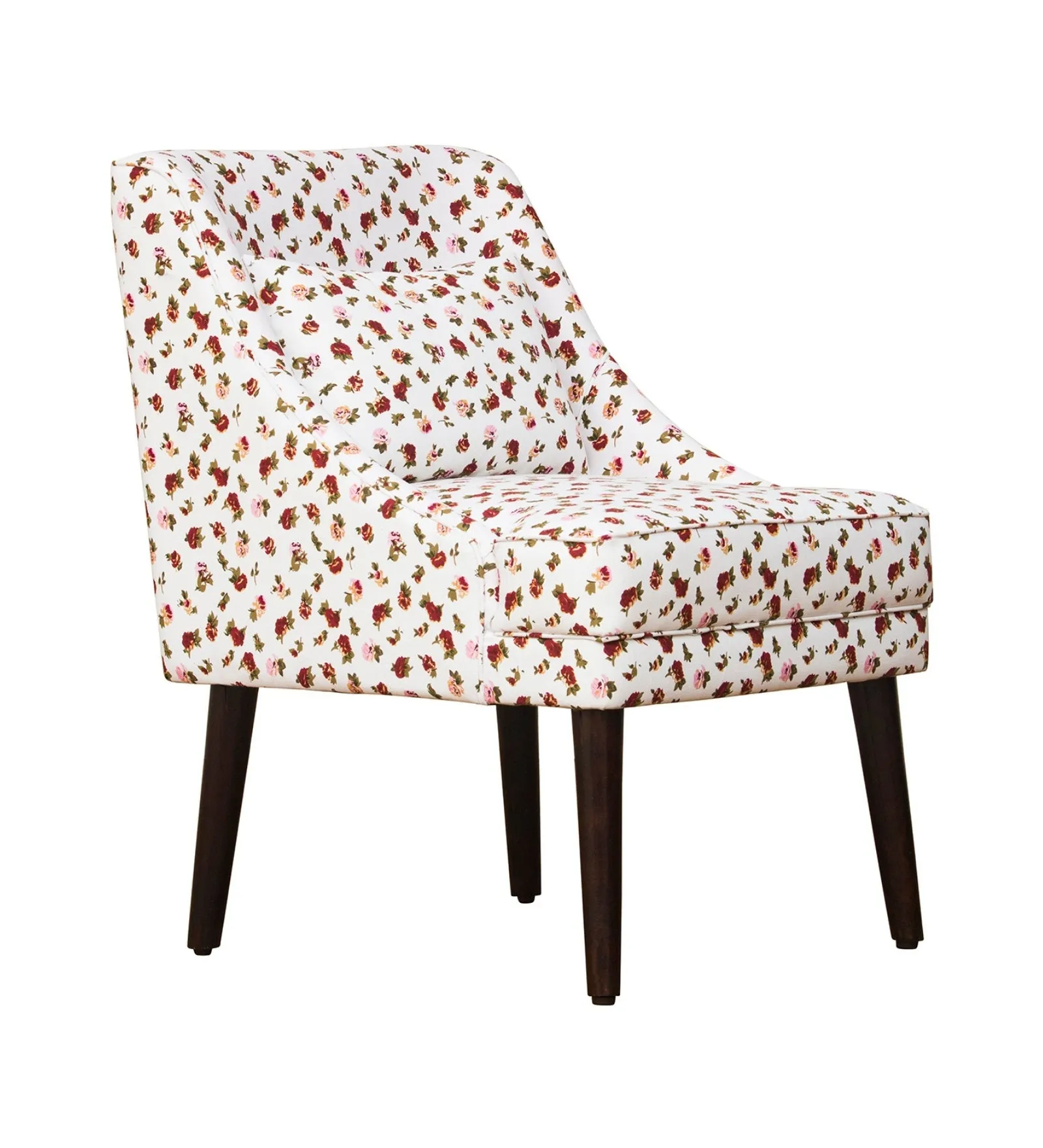 Moly Floral Print Fabric Accent Chair in Multi Colour