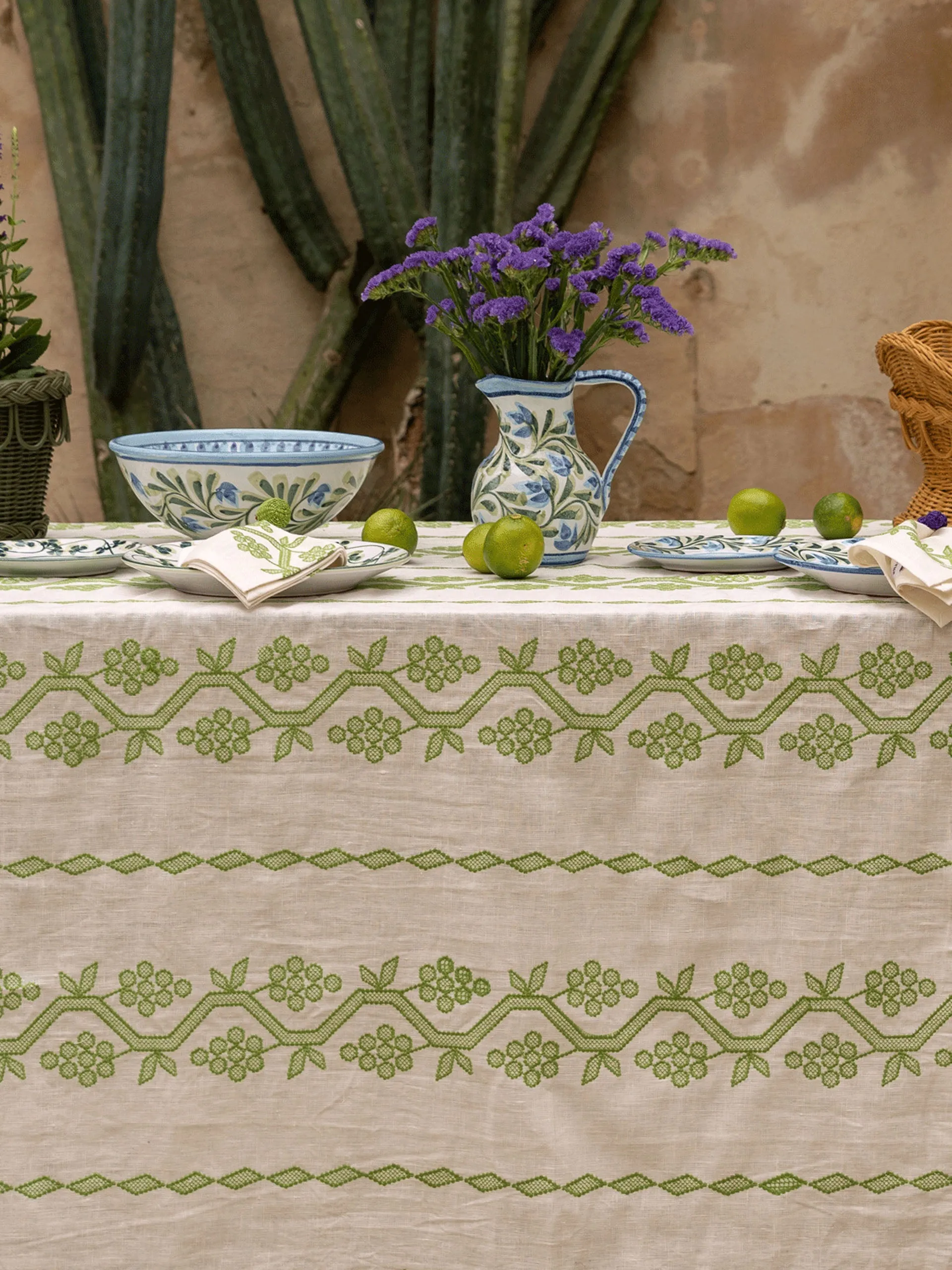 Napa hand-embroidered tablecloth