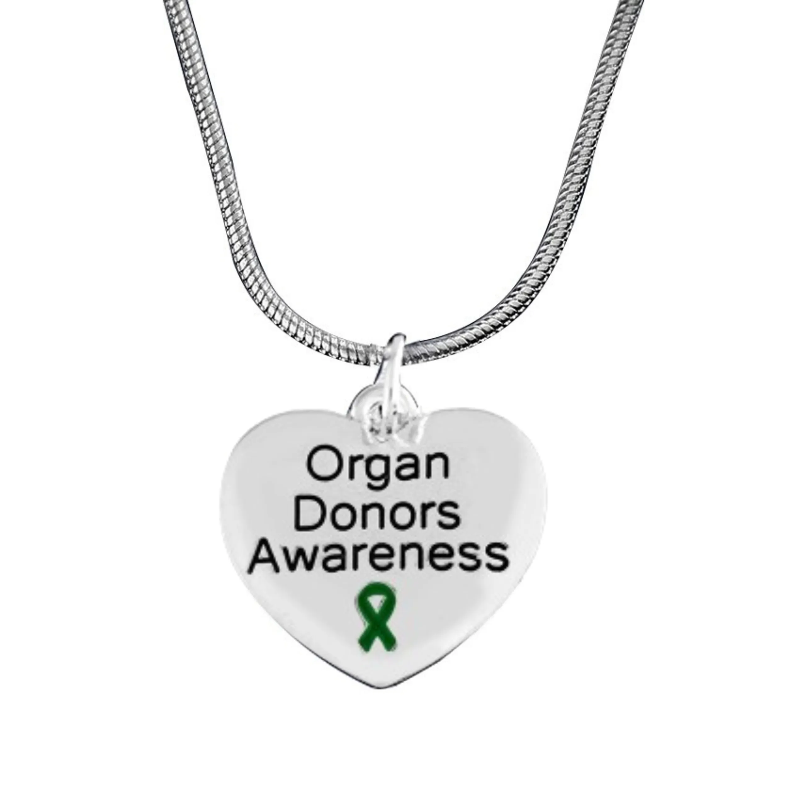 Organ Donors Green Ribbon Heart Necklaces