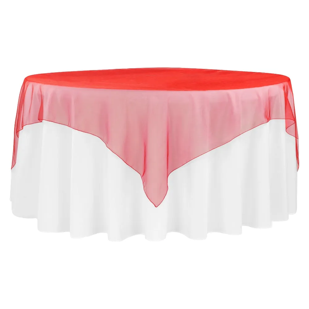 Organza 72" Square Table Overlay - Red