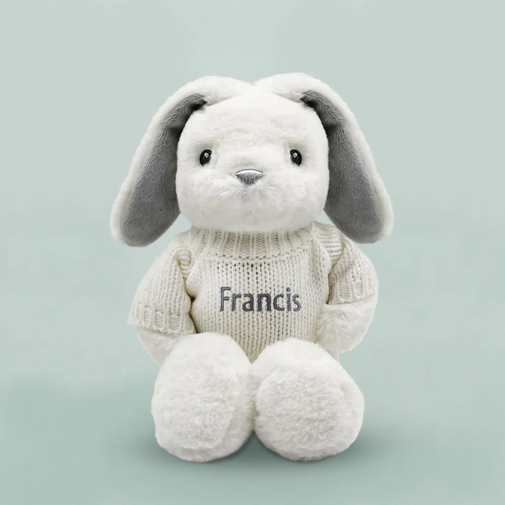 Personalised Baby Bunny with Jumper, Grey