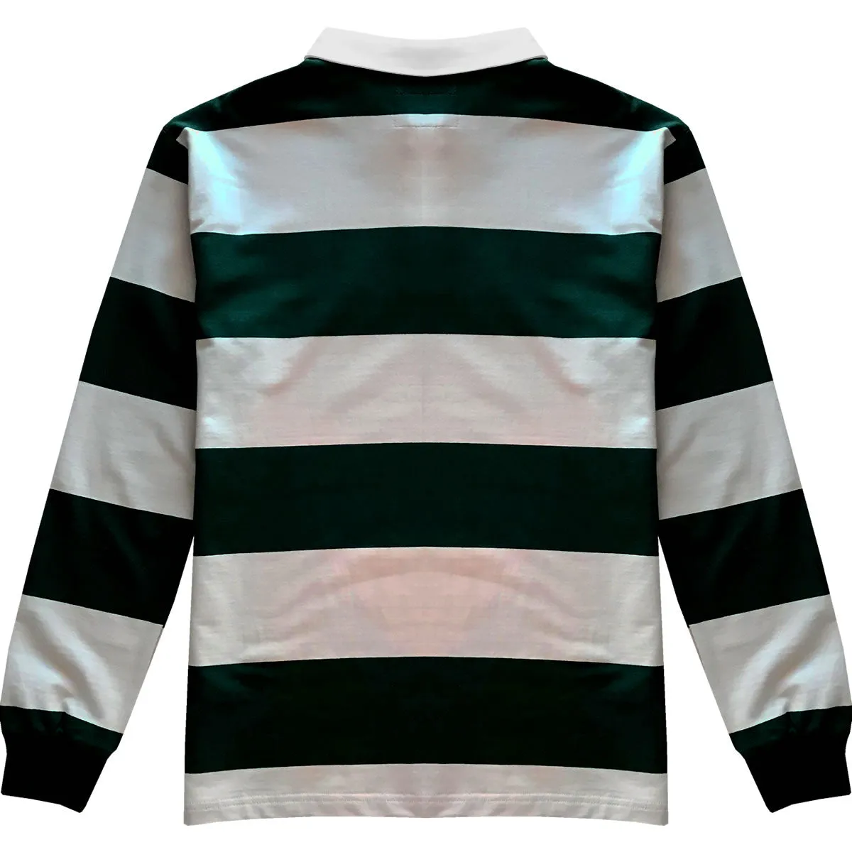 Pink and Green Comfortable Stretch Striped Mens Rugby Shirt