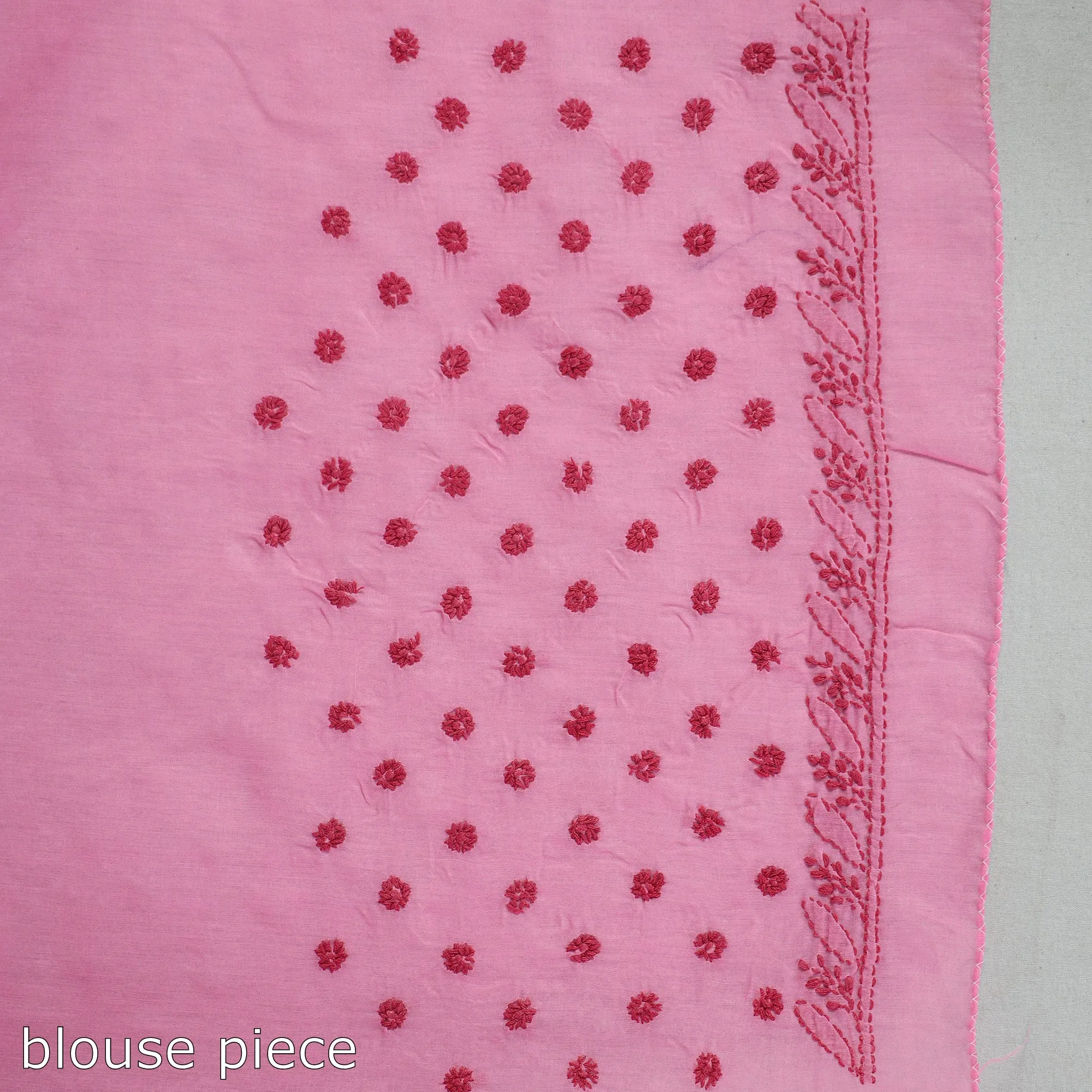 Pink - Chikankari Hand Embroidered Pure Cotton Saree 113