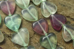 Polished Green and Purple Fluorite Gemstone Heart Necklace - Sold Per Item - From Namibia