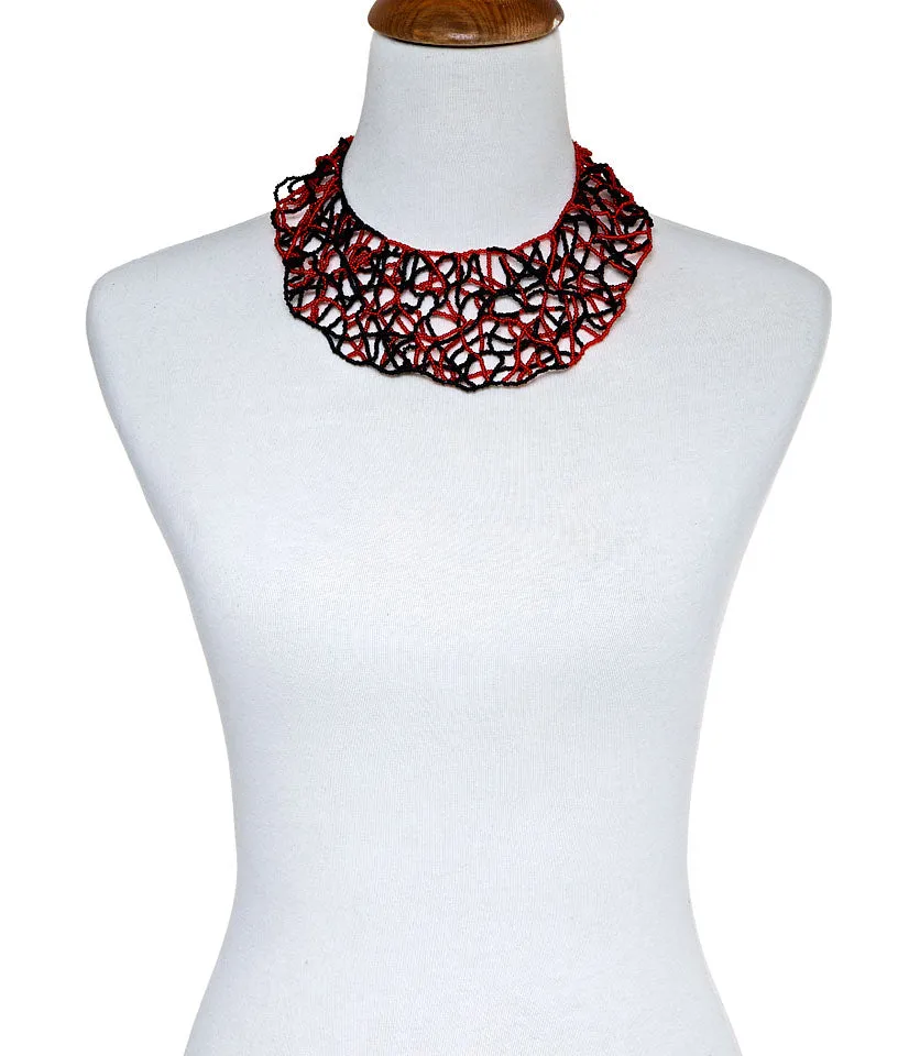 Red And Black Bib Necklace