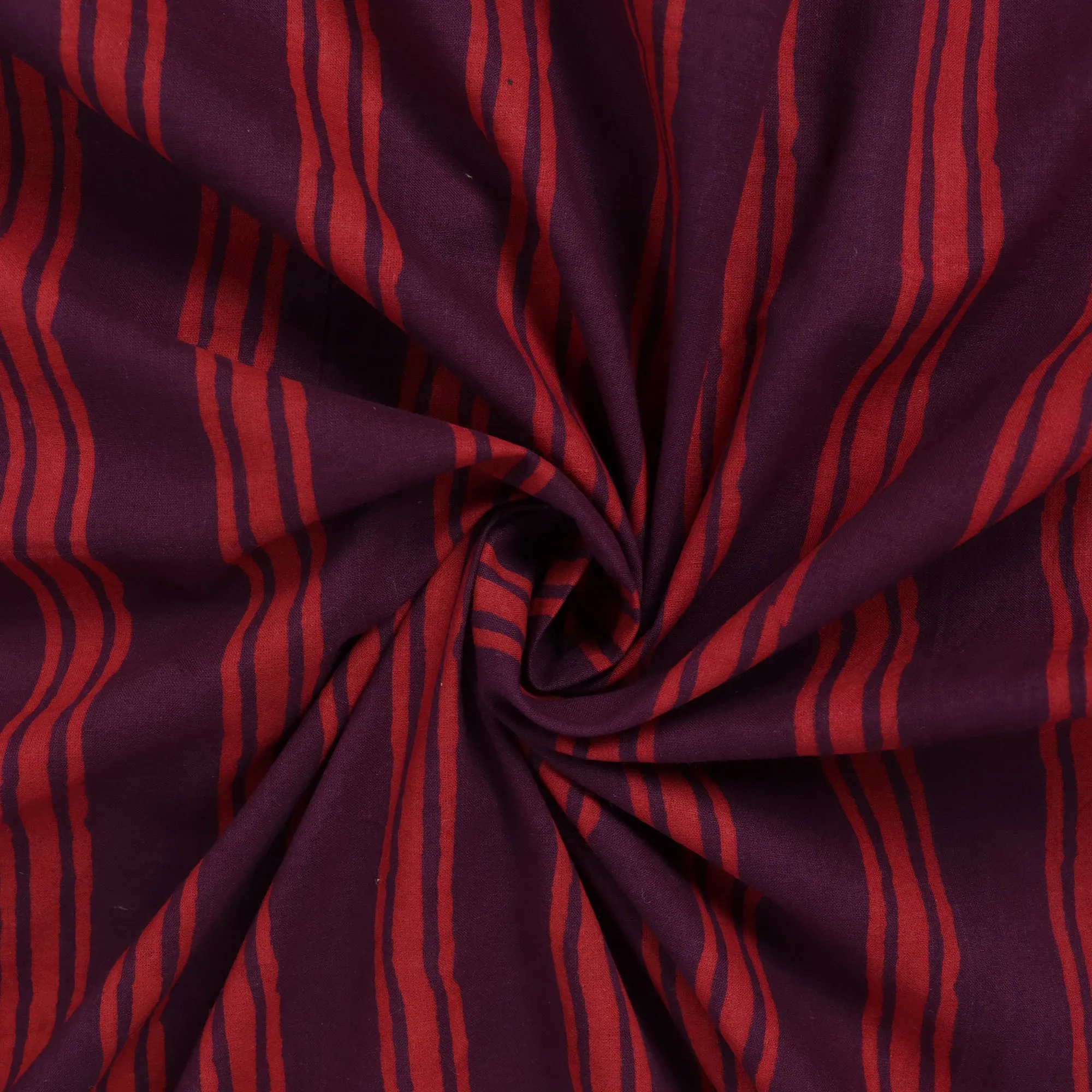 Red Wooden Block Stripes Premium Cotton Fabric