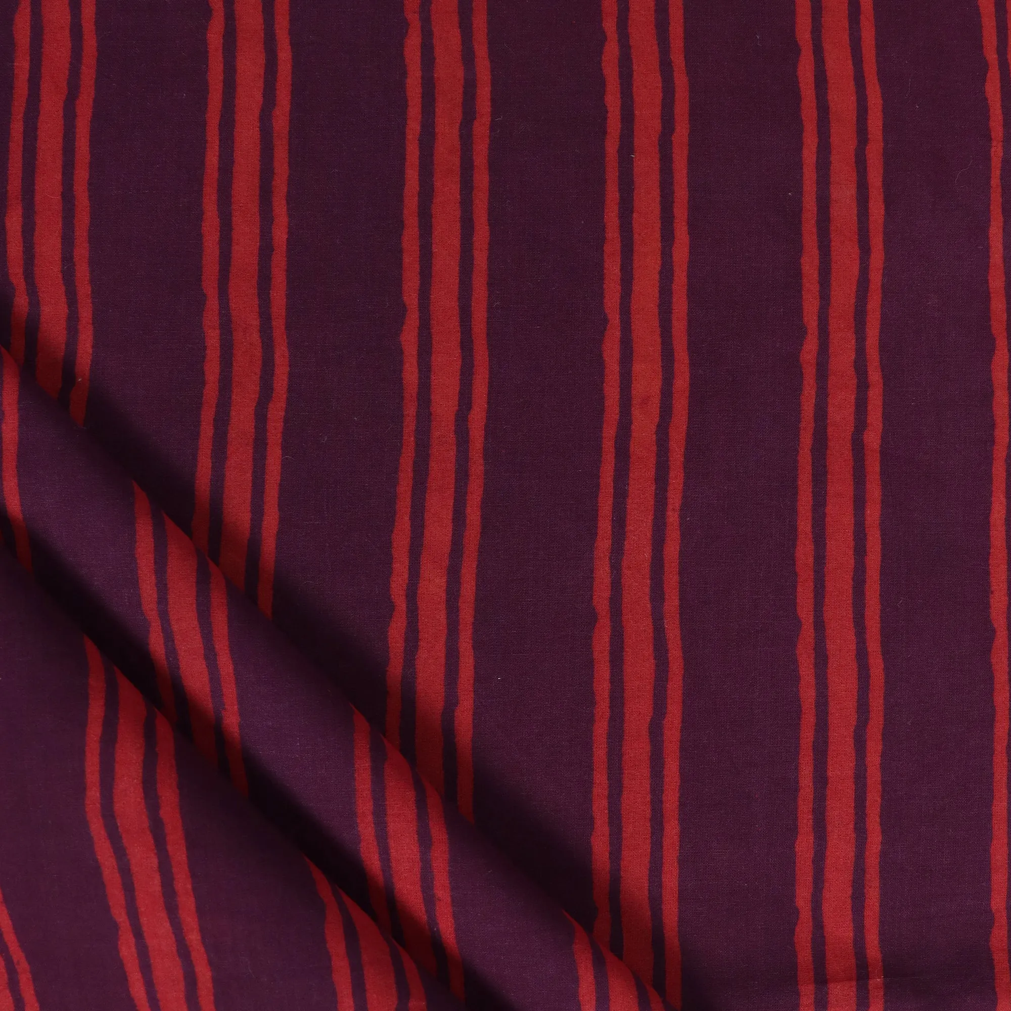 Red Wooden Block Stripes Premium Cotton Fabric