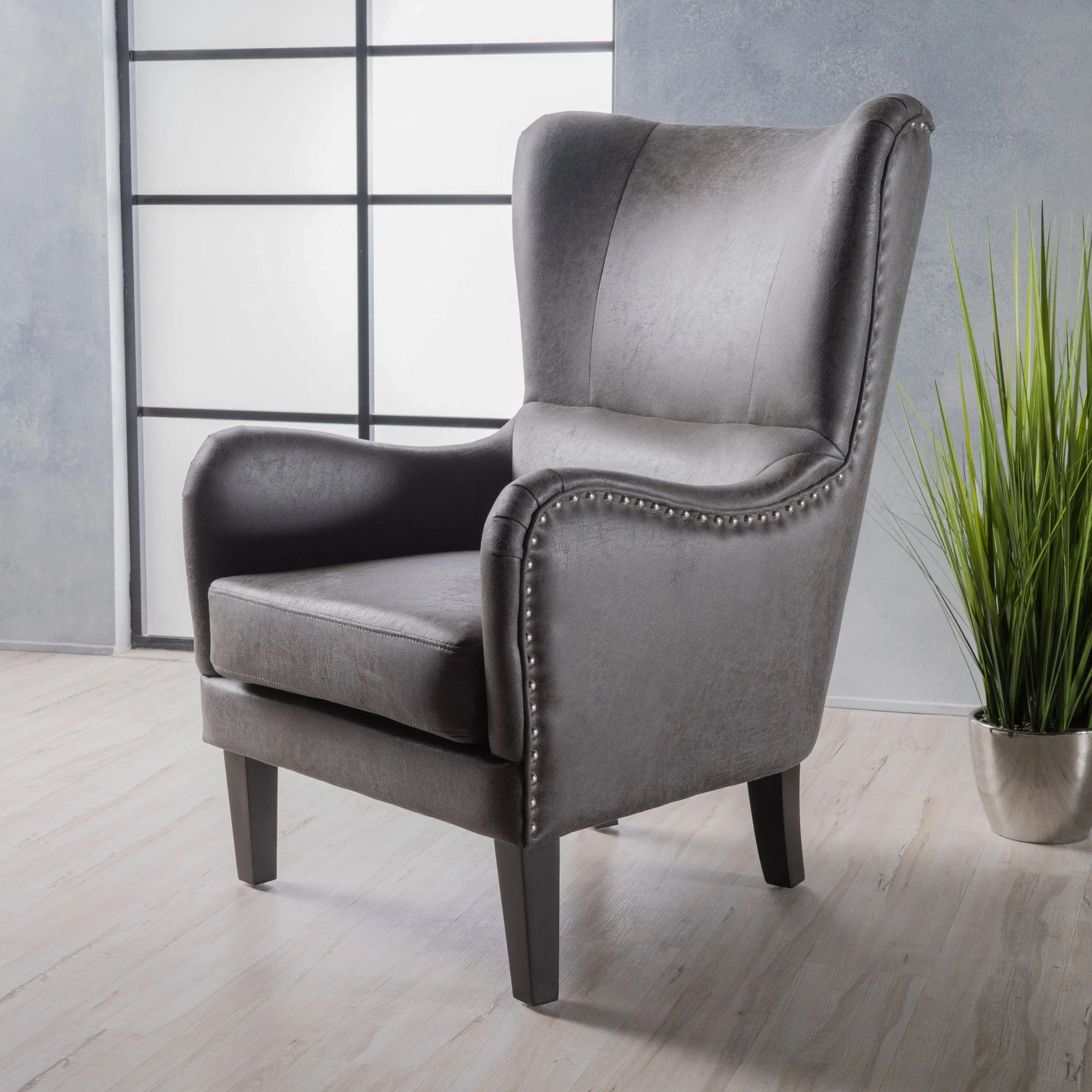 Salerno Microfiber High Back Wingback Club Chair