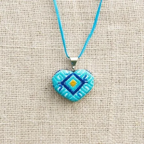 San Andres Heart Textile Necklace.