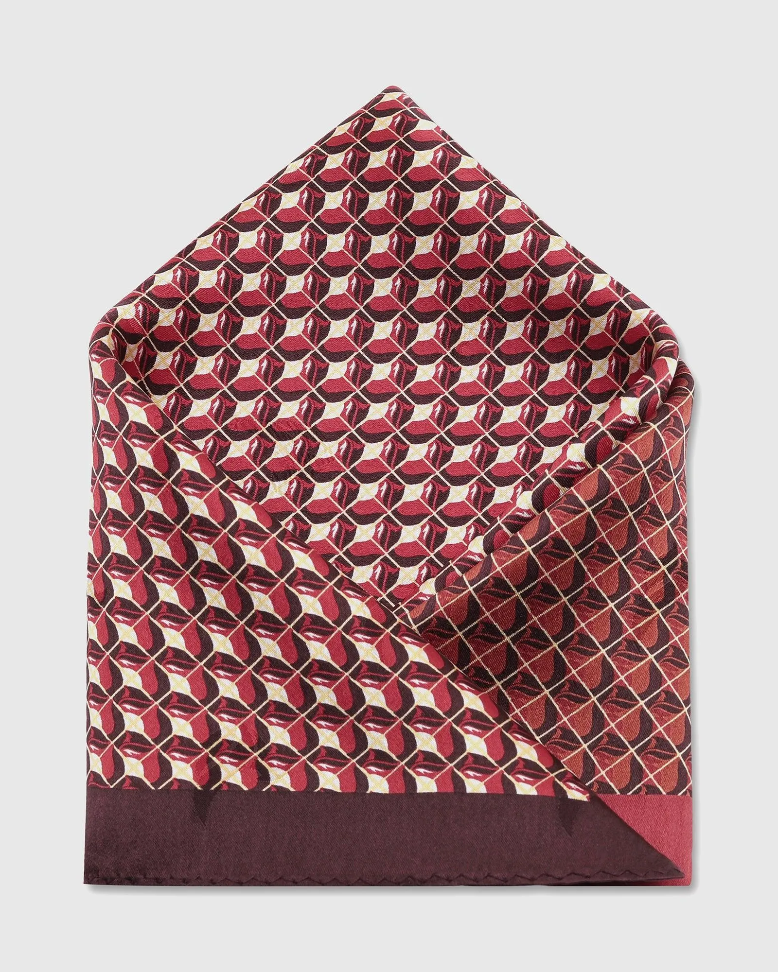 Silk Maroon Printed Pocket Square - Turner