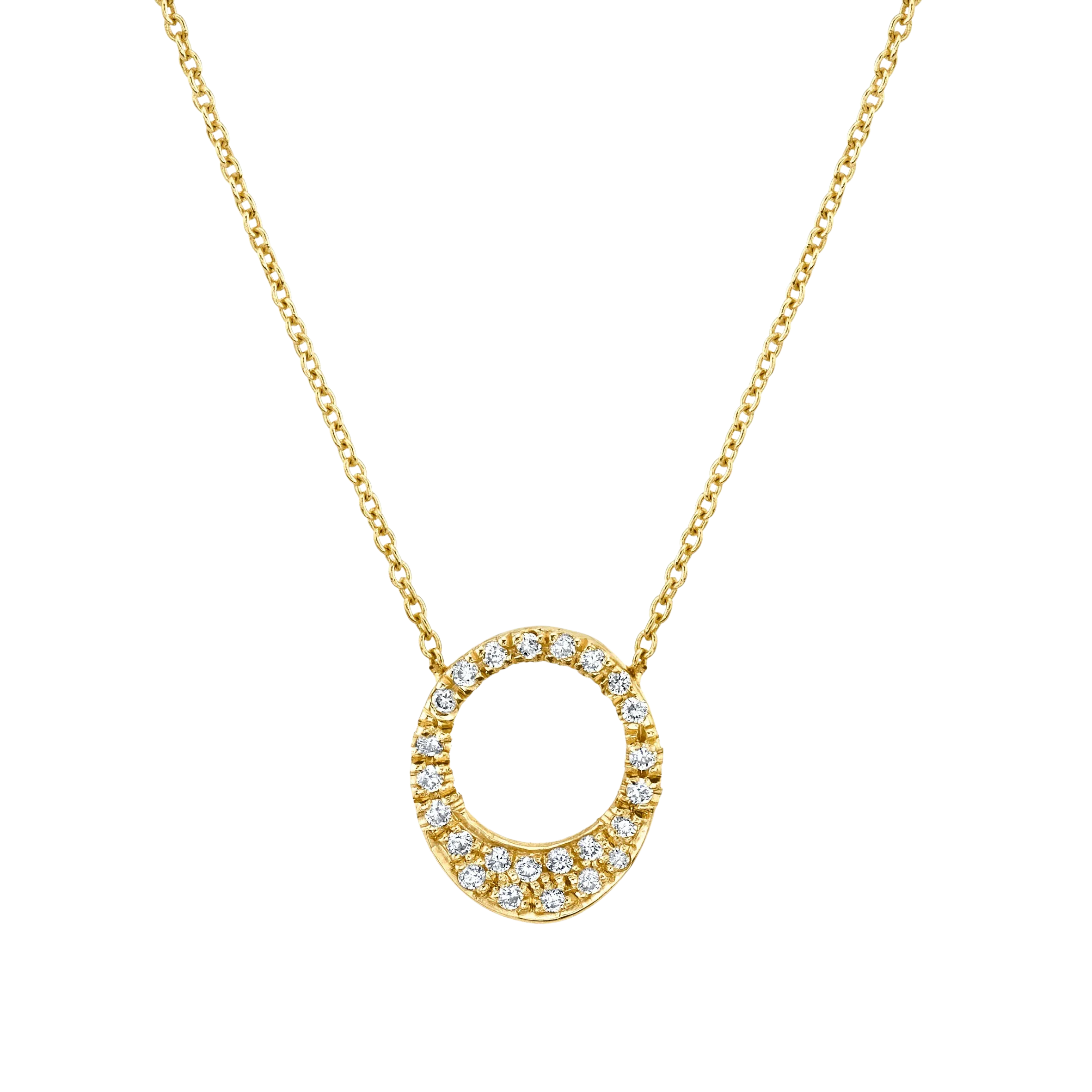 Small Egg Necklace with Full White Pavé Diamonds