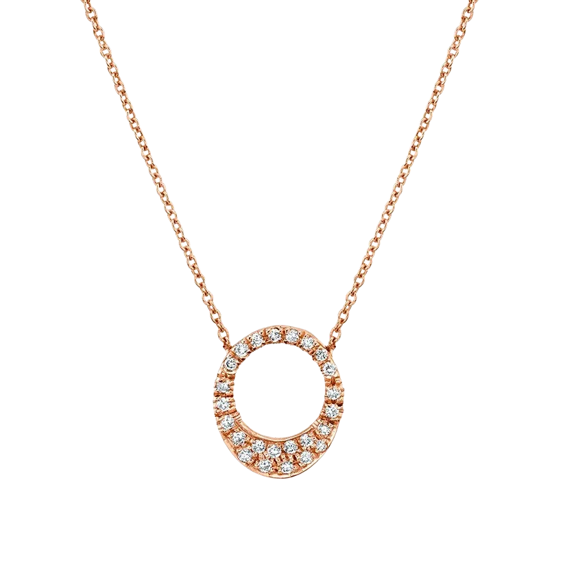 Small Egg Necklace with Full White Pavé Diamonds