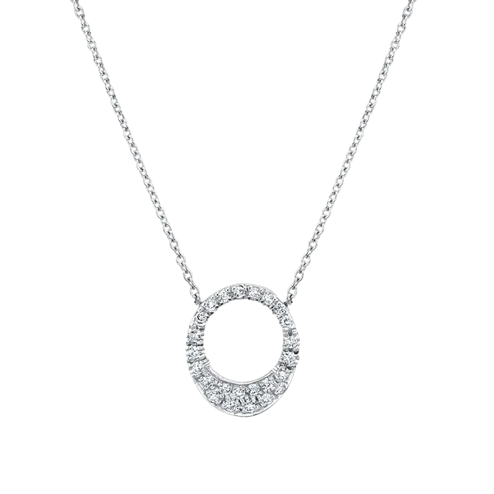 Small Egg Necklace with Full White Pavé Diamonds