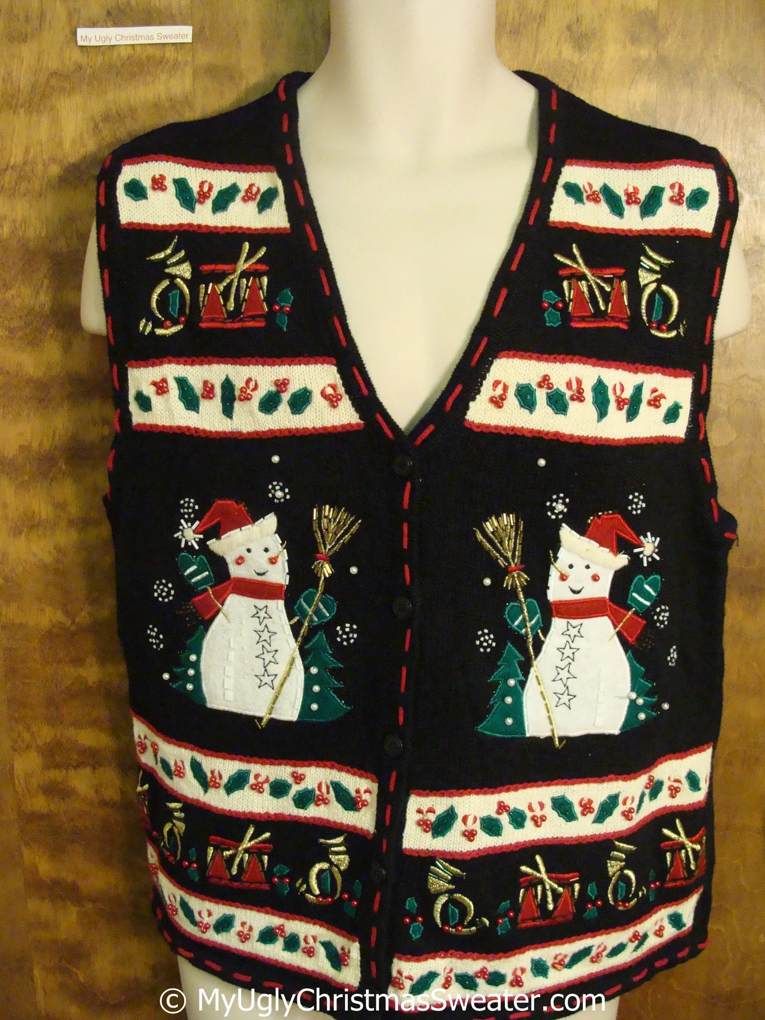 Super Tacky Snowmen Ugly Christmas Sweater Vest