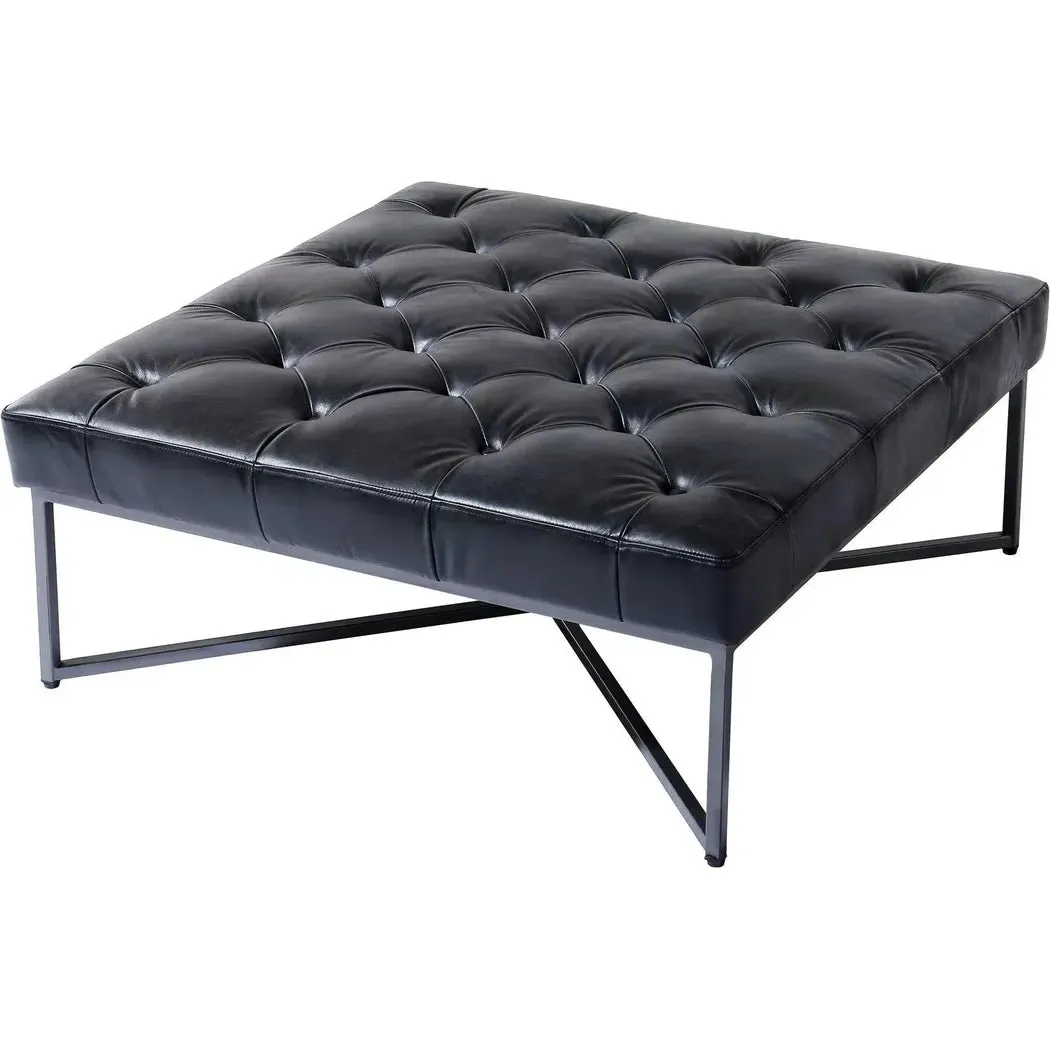 Thad Top Grain Buffalo Black Leather Ottoman Coffee Table