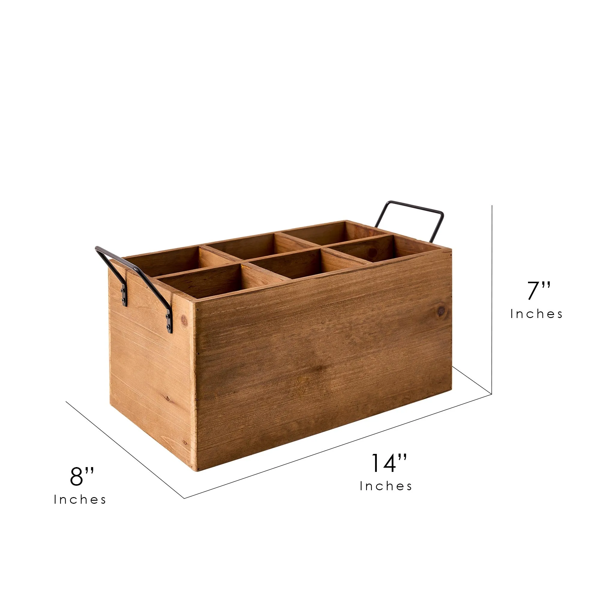 The Speakeasy Wood Crate Bottle Holder with Metal Handles - 7" H x 14" L x 8" D