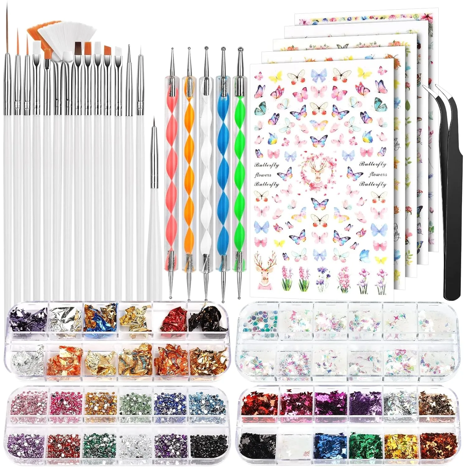 Ultimate Nail Art Master Kit: Brushes, Dotting Tools, Rhinestones & Stickers for Stunning Designs