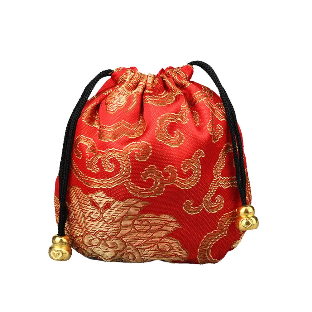 US 16~32 Silk Brocade Jewelry Pouch Bag Drawstring Coin Purse Gift Bag Value Set