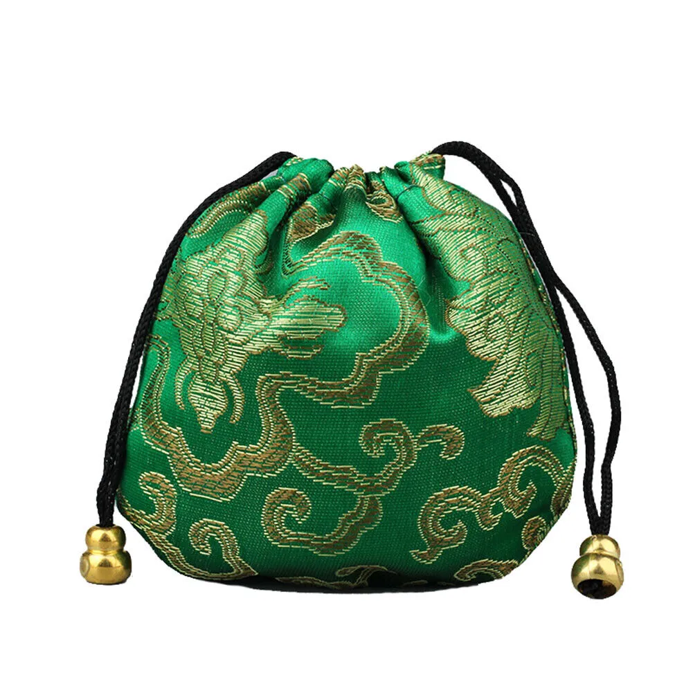 US 16~32 Silk Brocade Jewelry Pouch Bag Drawstring Coin Purse Gift Bag Value Set