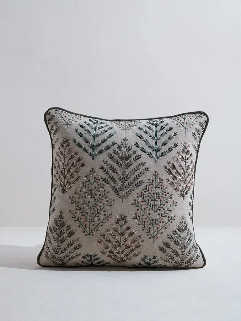 Westside Home Mint Tree Embroidered Cushion Cover