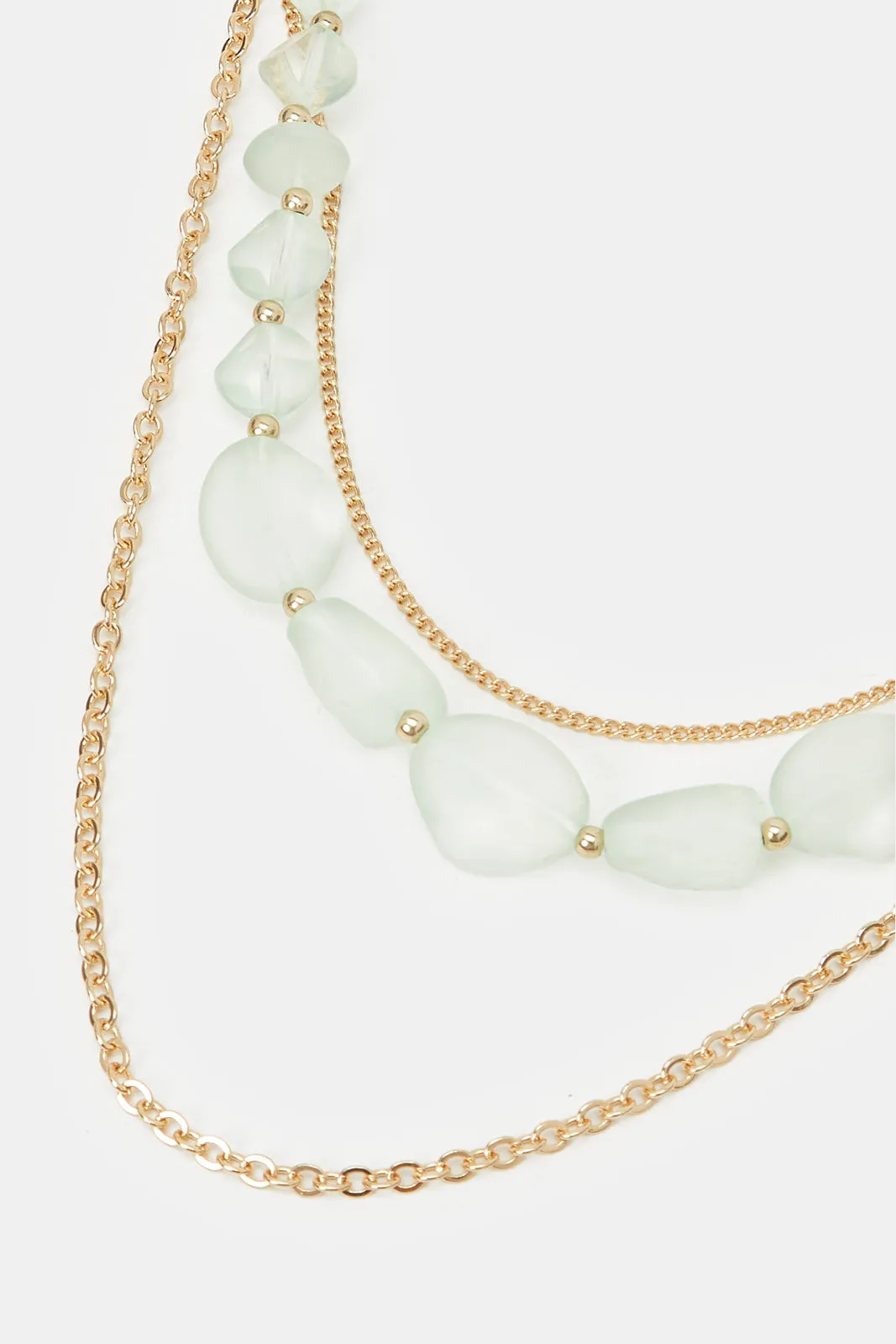 Women Gold And White Pearl Earrings Layered Necklace