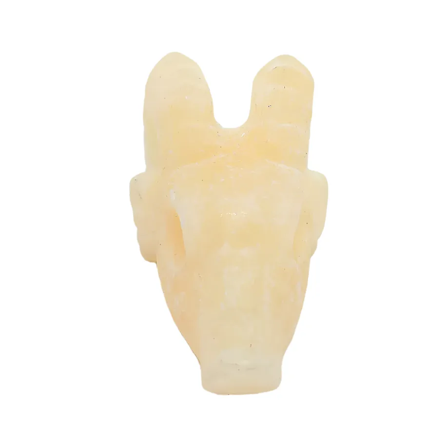 Yellow Calcite Crystal Small Ram's Head Carving