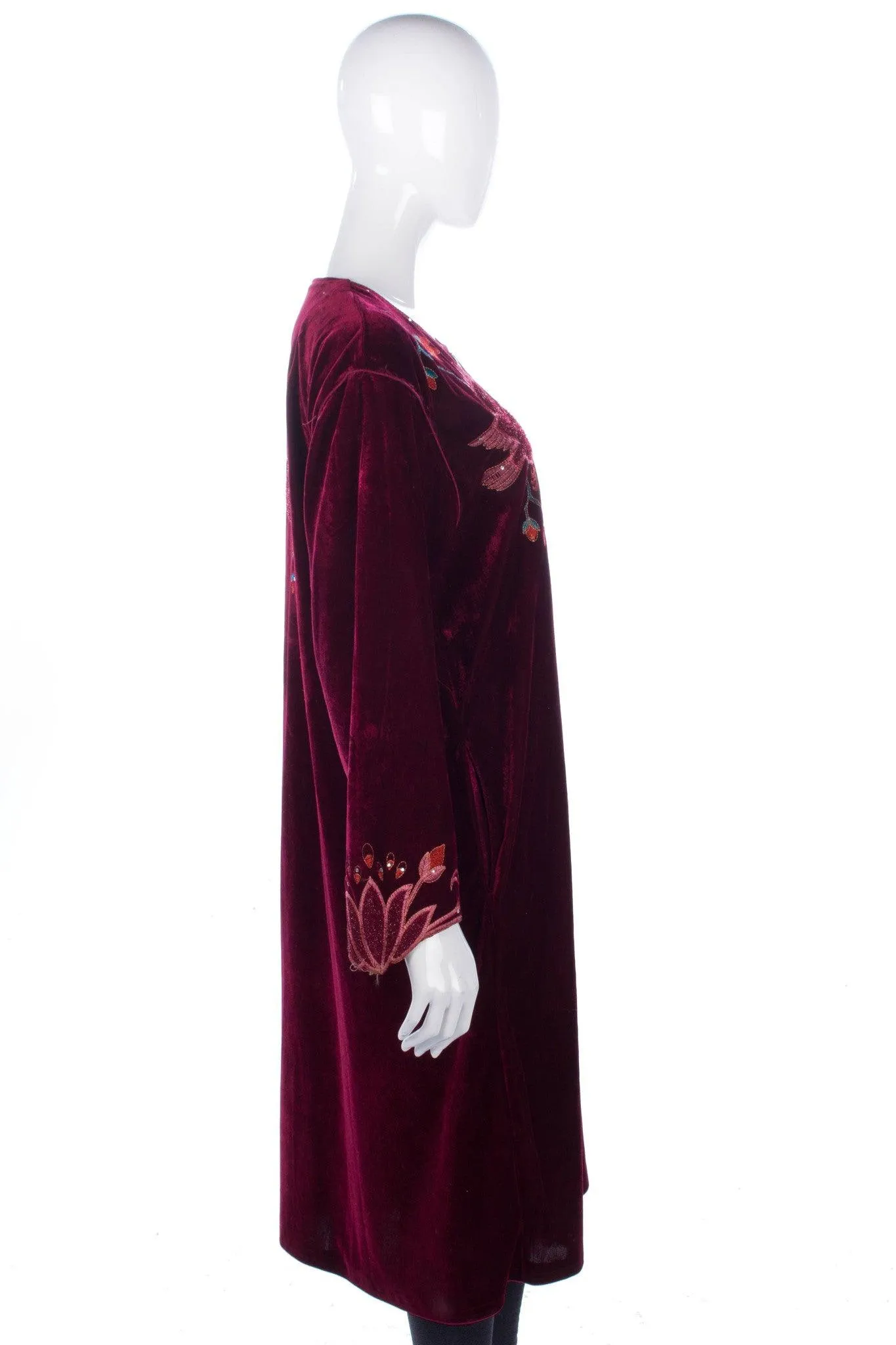 Zen Magic Velvet Tunic Dress Burgundy Size L-XL