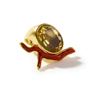 Zoa Citrine and Red Coral Ring